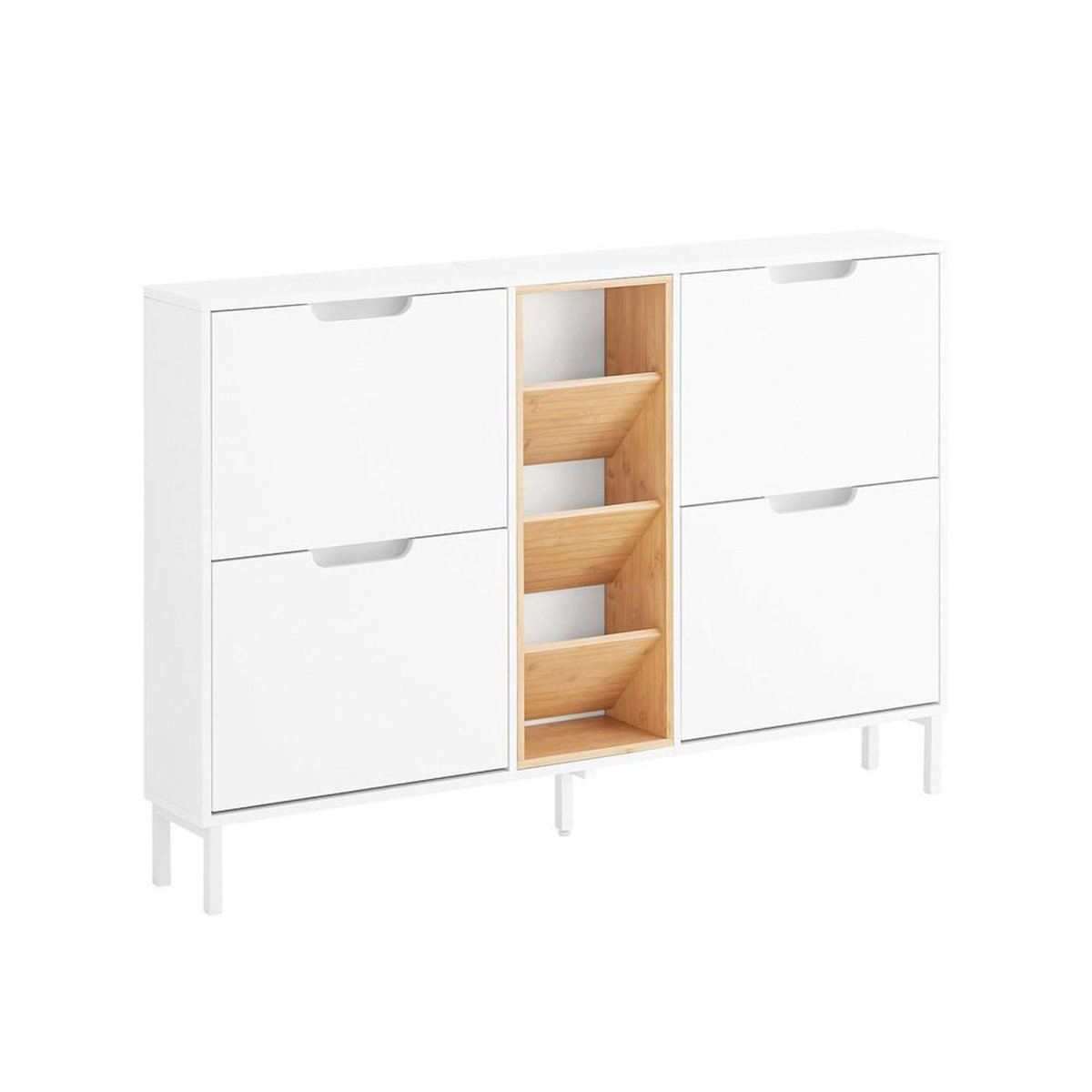 SOBUY SoBuy - Meuble À Chaussures à 4 tiroirs - Blanc - 126x47x85cm - Minimaliste - FSR183-NW