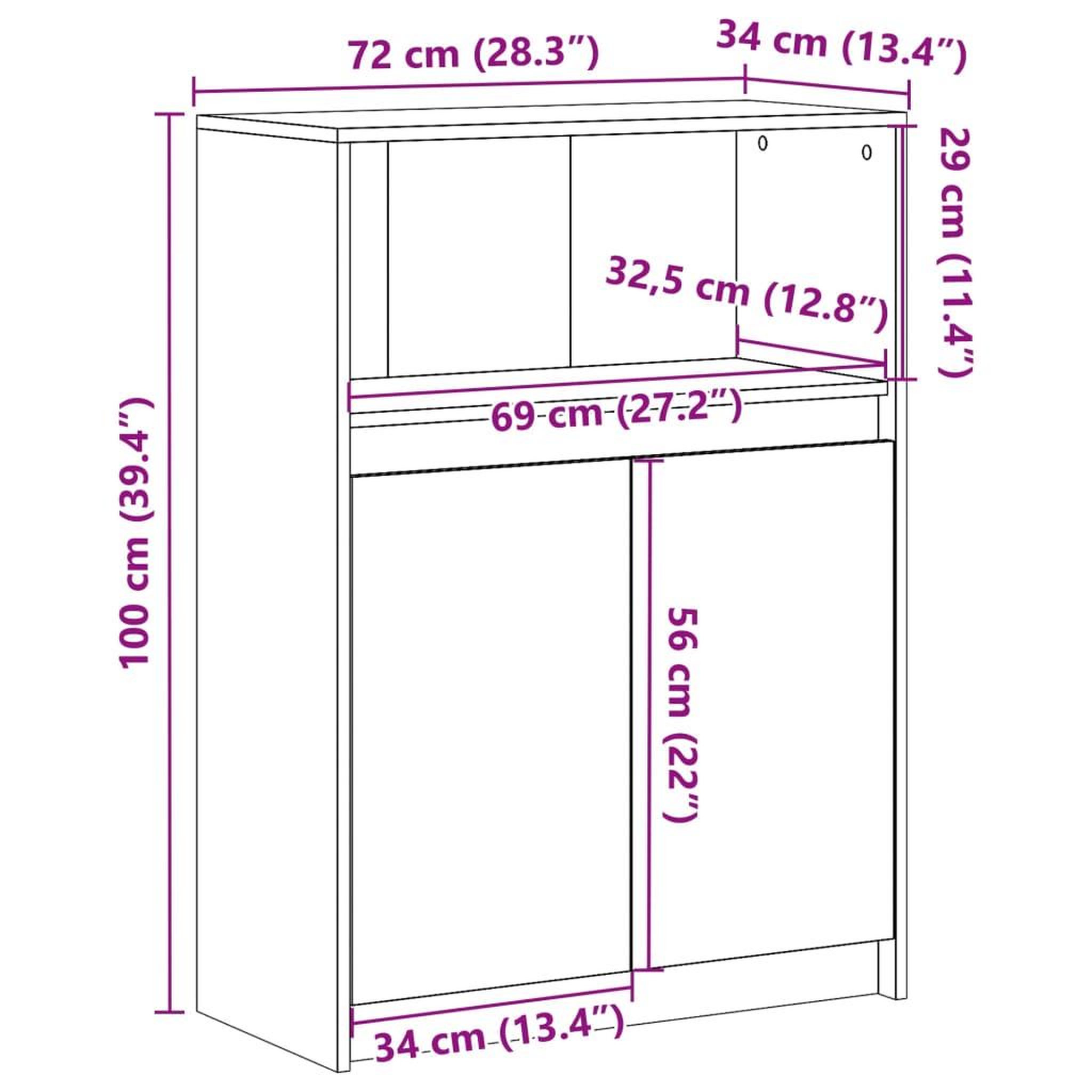 Voir la diapositive 6 : VIDAXL Buffet avec LED blanc 72x34x100 cm bois d'ingenierie
