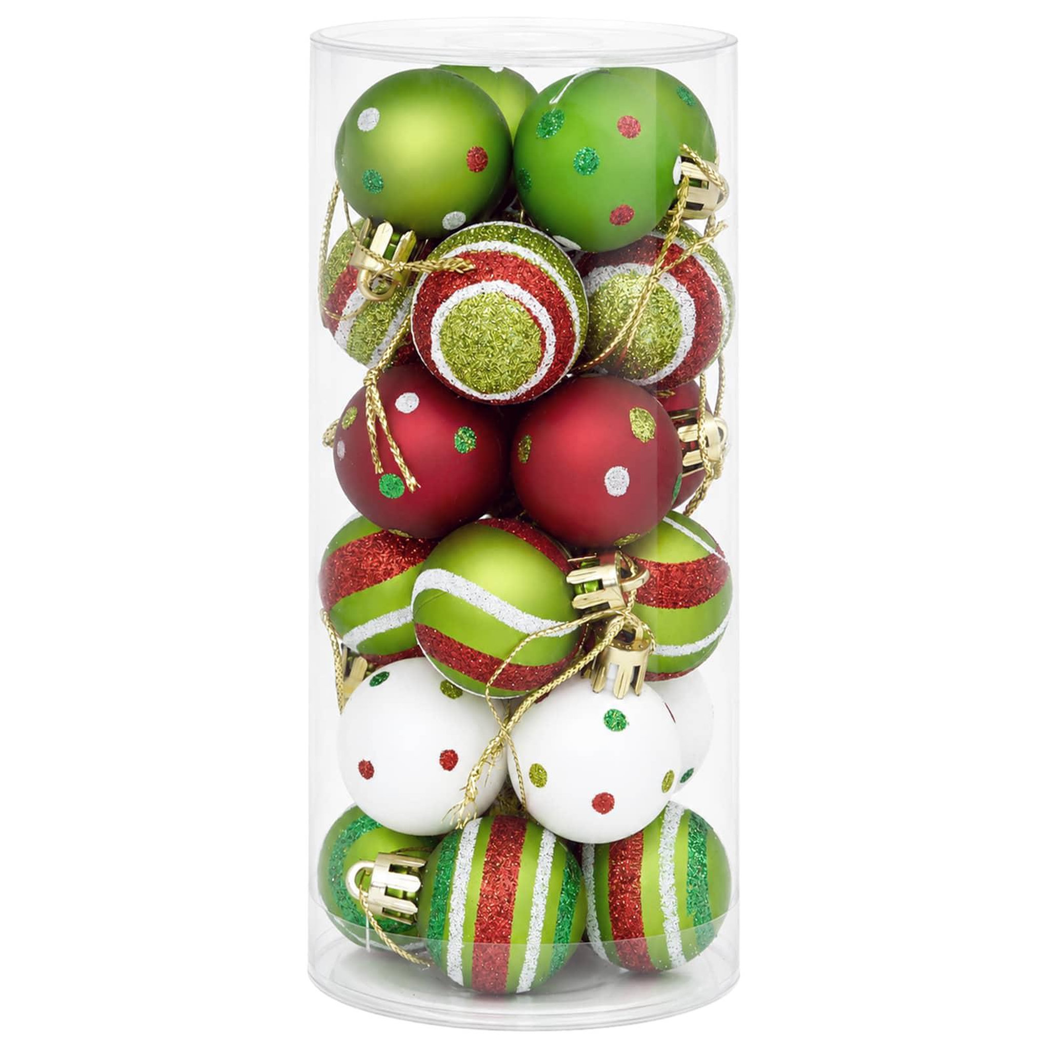 Voir la diapositive 4 : VIDAXL Ensemble de boules de Noël 72 pc Vert clair, blanc et rouge