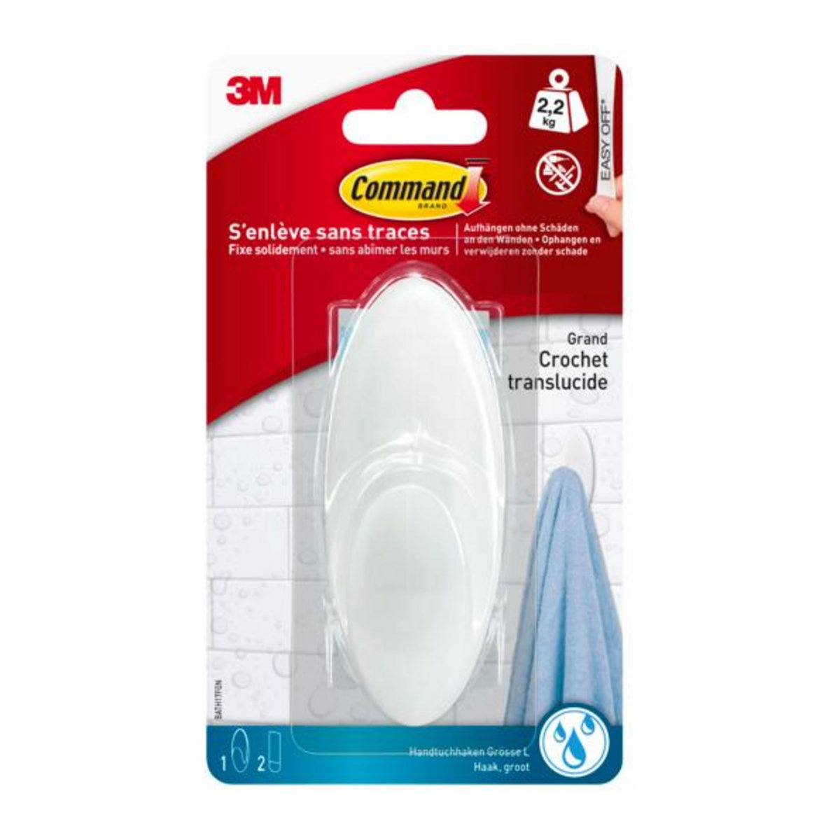 CENTRALE BRICO Crochet résistant à l'eau Résistant à l'eau, COMMAND, blanc 2.2 kg