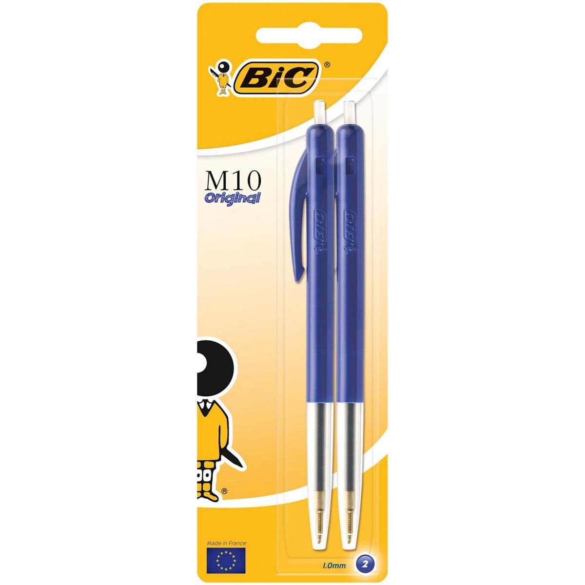 BIC  Stylos-bille rétractables pointe moyenne bleu M10 ORIGINAL (lot de 2)