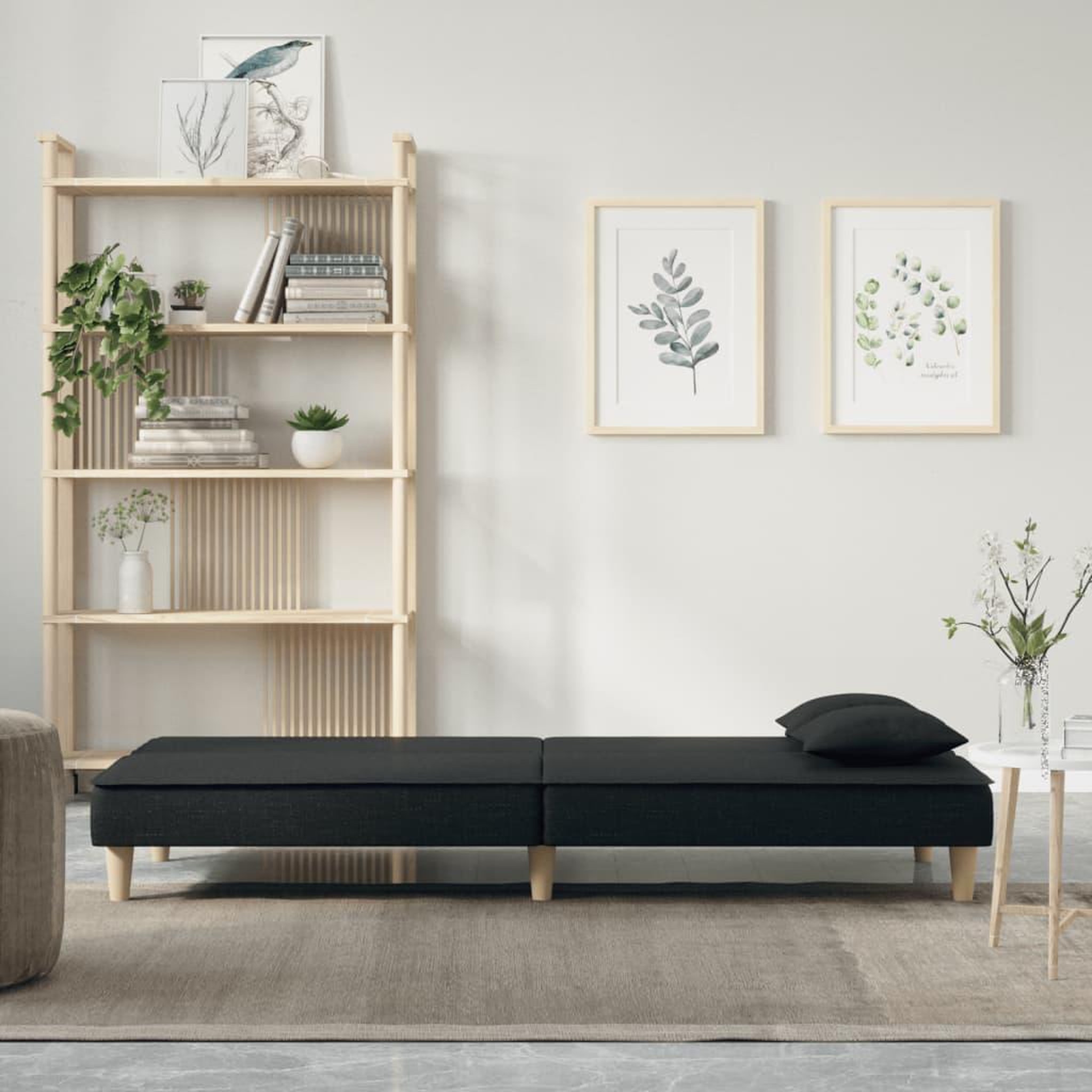 Voir la diapositive 3 : VIDAXL Canape-lit noir tissu