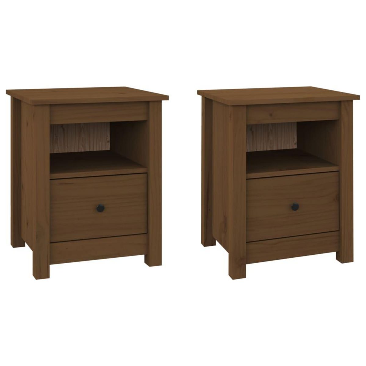 VIDAXL Tables de chevet 2pcs Marron miel 40x35x49cm Bois de pin massif