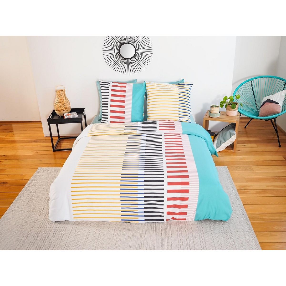 Home collection Parure housse de couette 3pcs 240x220 polycoton 51 fils - chris