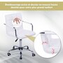 HOMCOM Chaise de bureau fauteuil manager pivotant hauteur réglable revêtement synthétique capitonné blanc