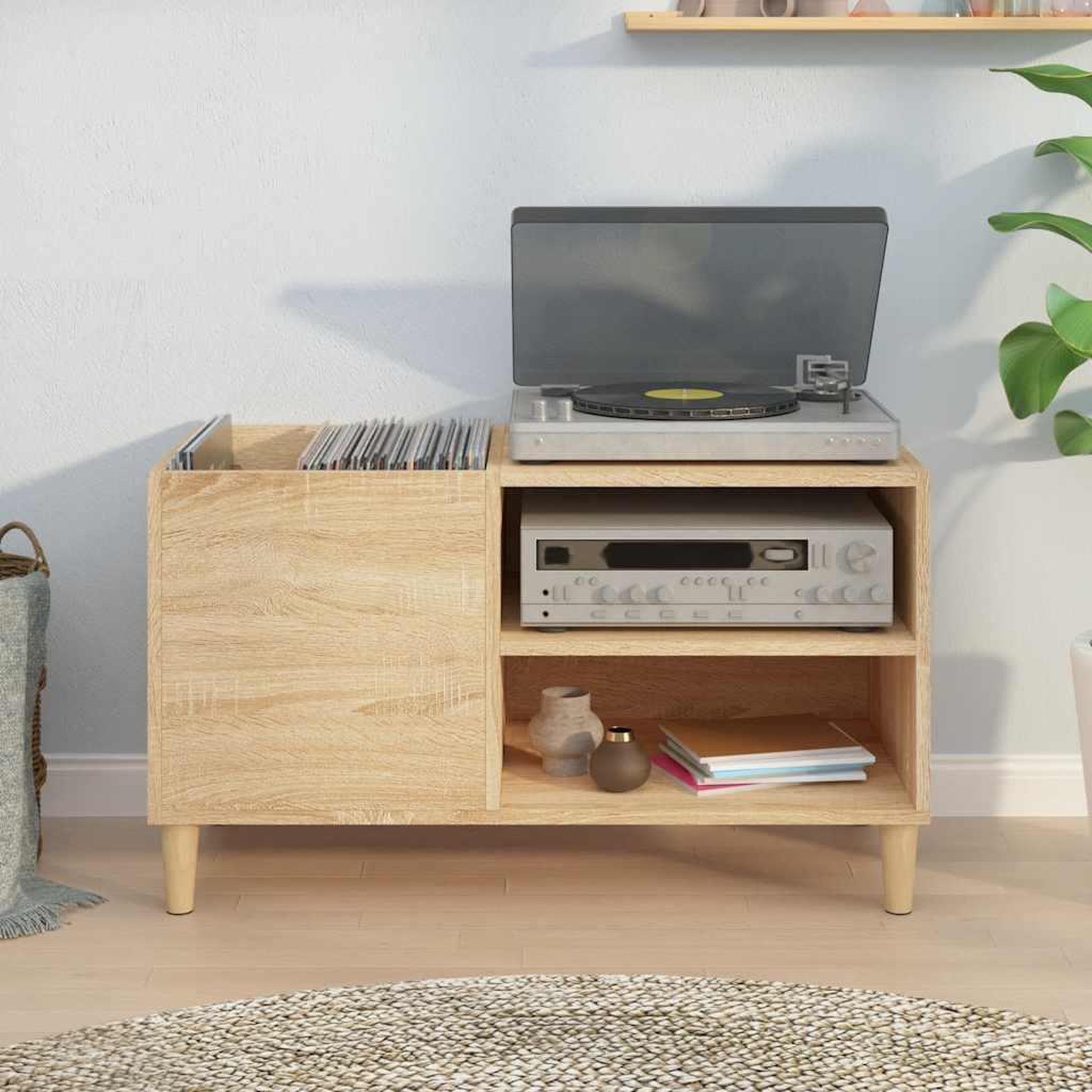 Voir la diapositive 3 : VIDAXL Armoire a disques chene sonoma 84,5x38x48 cm bois d'ingenierie
