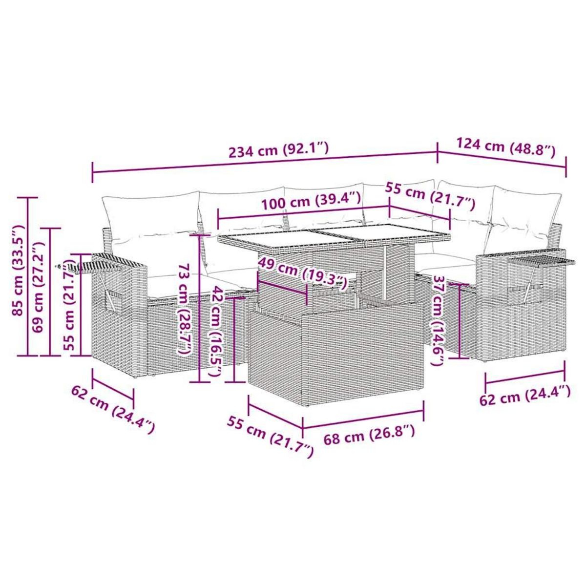 VIDAXL Salon de jardin 6 pcs avec coussins noir resine tressee