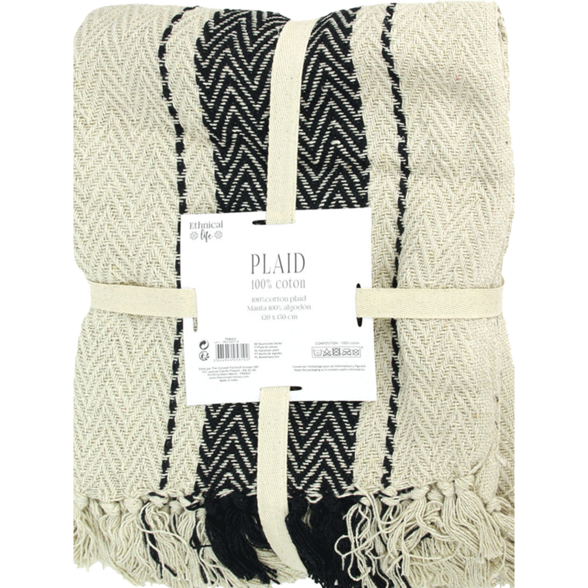 The Home Deco Factory Plaid berbère à rayures 120x150cm