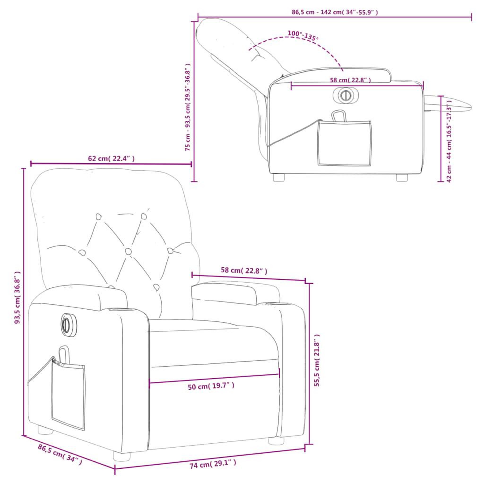Voir la diapositive 6 : VIDAXL Fauteuil inclinable de massage electrique gris fonce tissu
