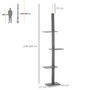 Voir la diapositive 3 : PAWHUT Arbre à chat poteau à griffer hauteur réglable dim. 43L x 27I x 228-260H cm 4 niveaux d'activités gris clair