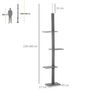 Voir la diapositive 3 : PAWHUT Arbre à chat poteau à griffer hauteur réglable dim. 43L x 27I x 228-260H cm 4 niveaux d'activités gris clair