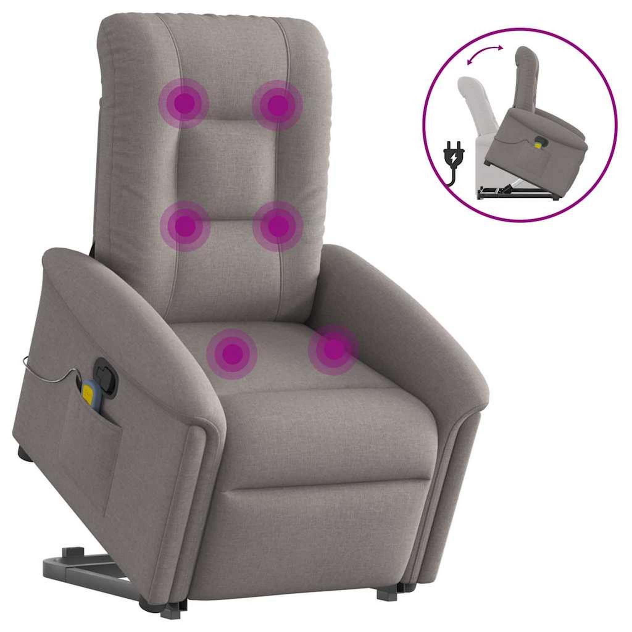 VIDAXL Fauteuil inclinable de massage Taupe Tissu