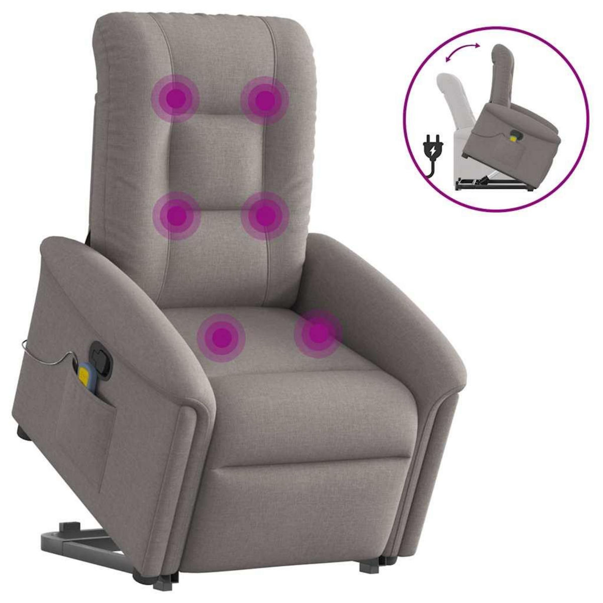 VIDAXL Fauteuil inclinable de massage Taupe Tissu