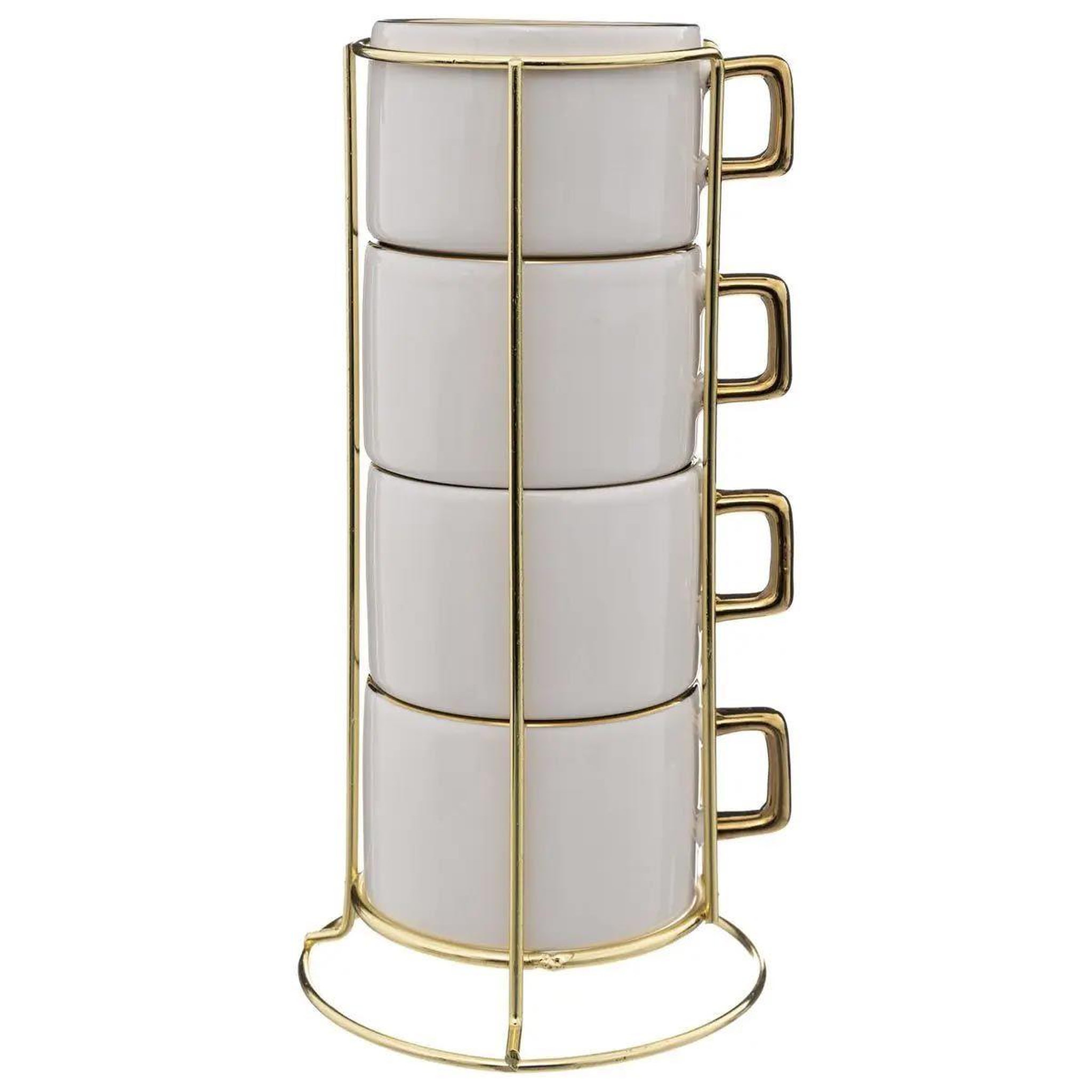 SECRET DE GOURMET Lot de 4 tasses sur rack  arya  17cl blanc