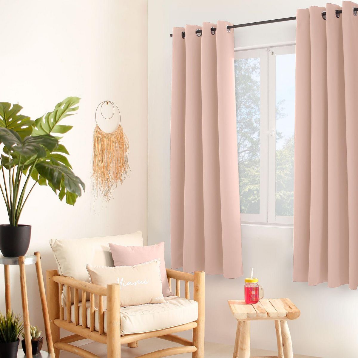 TOILINUX Rideau occultant CLASSY - 140 x 180 cm - Vieux rose