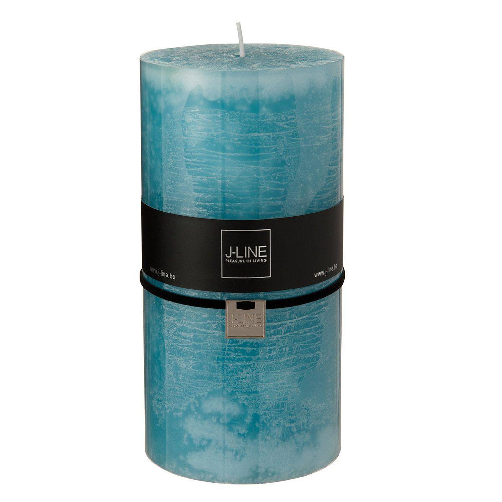 J-LINE Bougie cylindrique déco  junina  20cm bleu azur
