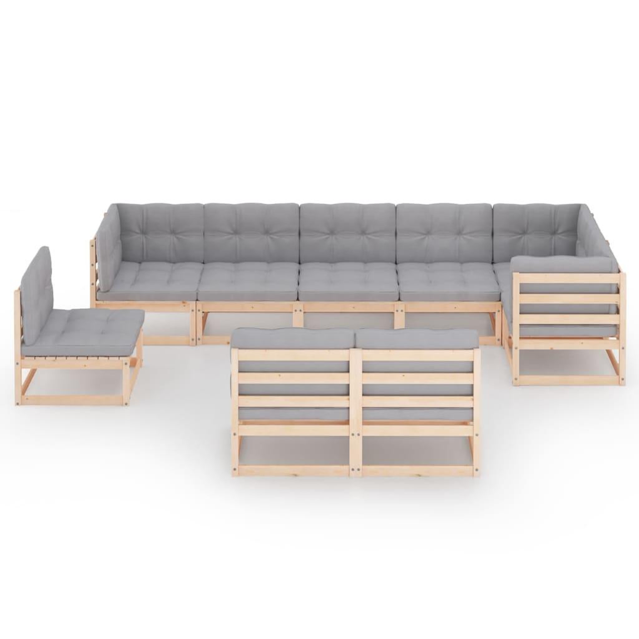 Voir la diapositive 2 : VIDAXL Salon de jardin 9 pcs avec coussins Bois de pin massif