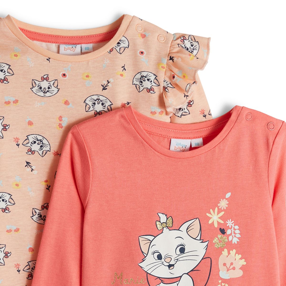 INEXTENSO Lot de 2 t-shirts manches longues bébé fille