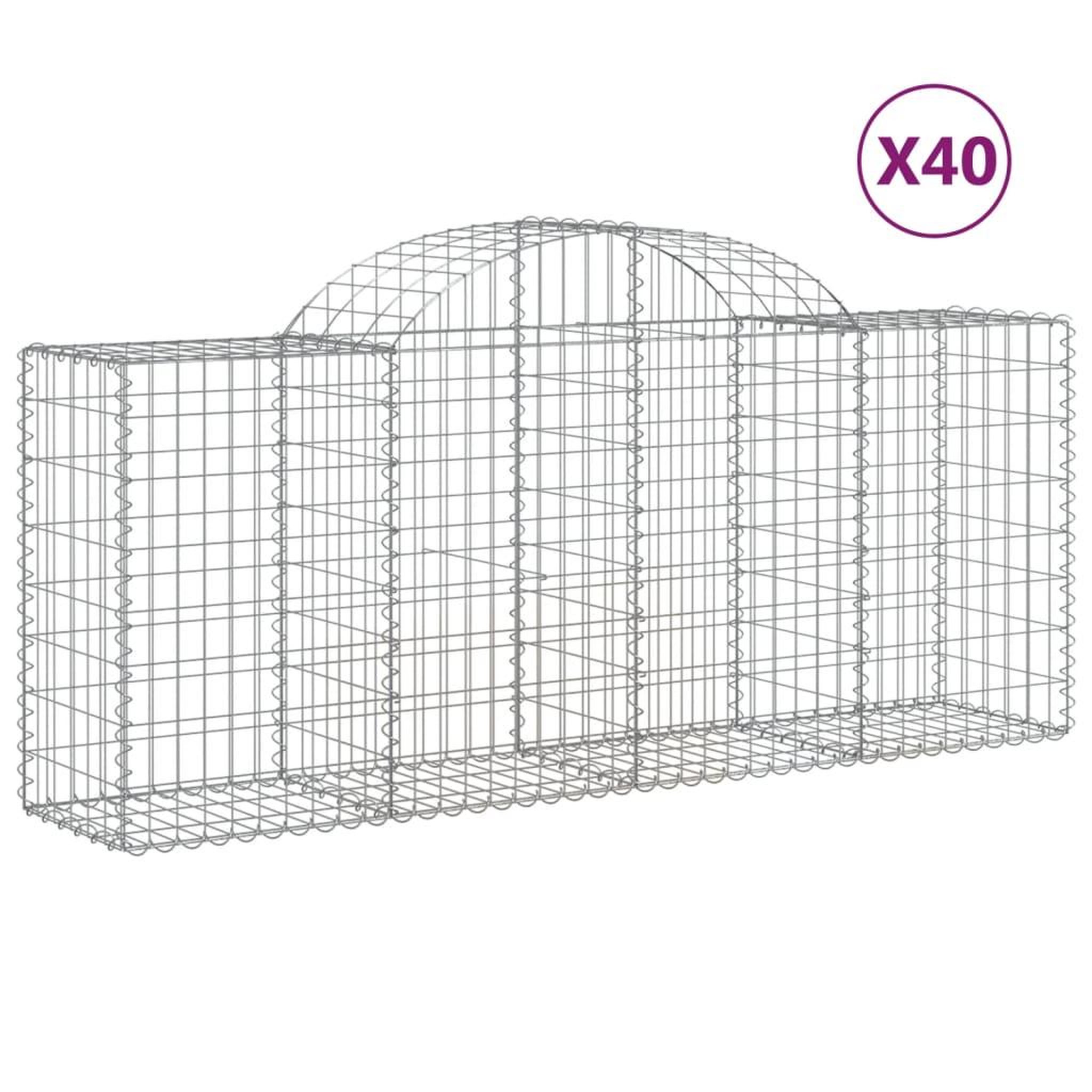 Voir la diapositive 2 : VIDAXL Paniers a gabions arques 40 pcs 200x50x80/100 cm Fer galvanise