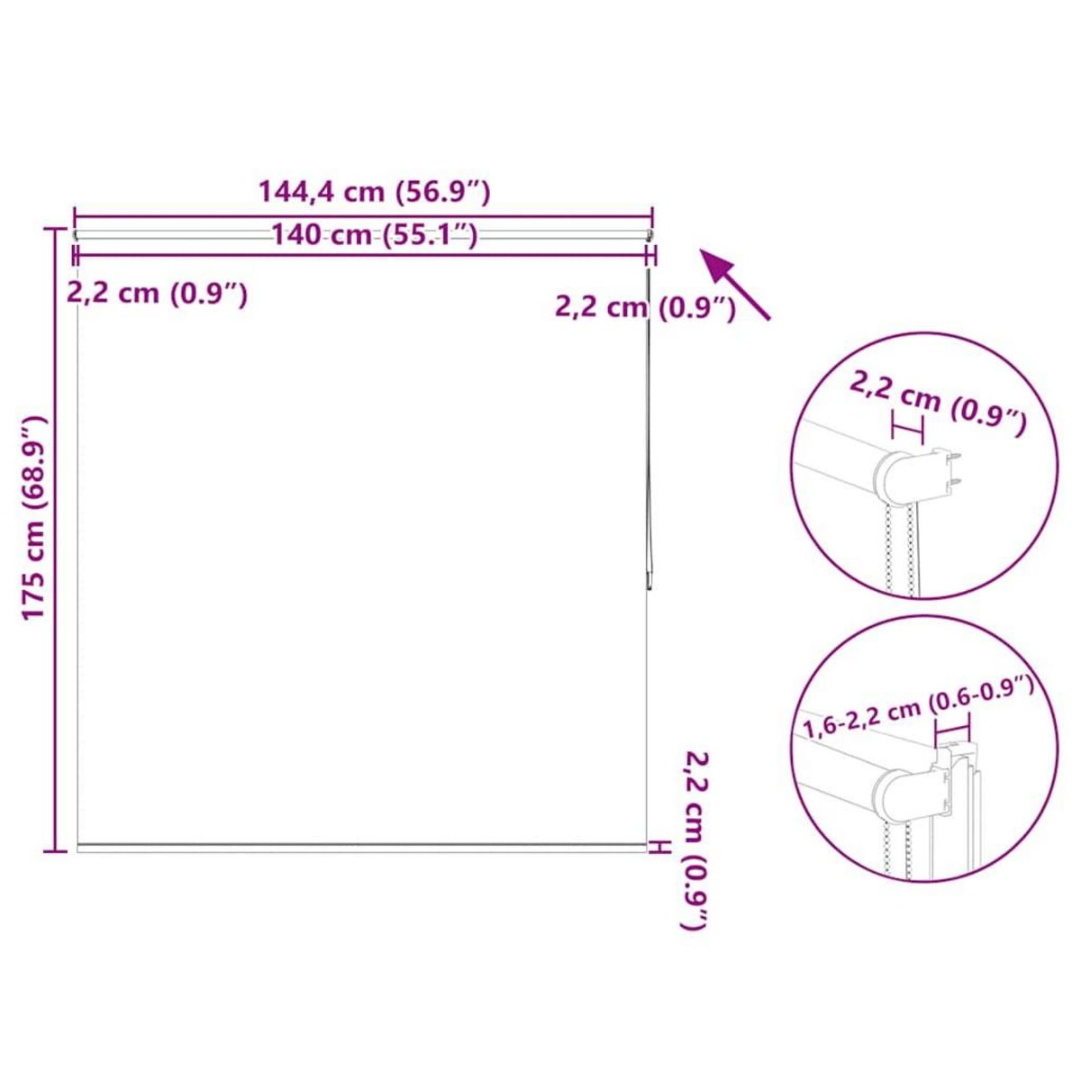 VIDAXL Store enrouleur occultant 140 x 175 cm bleu