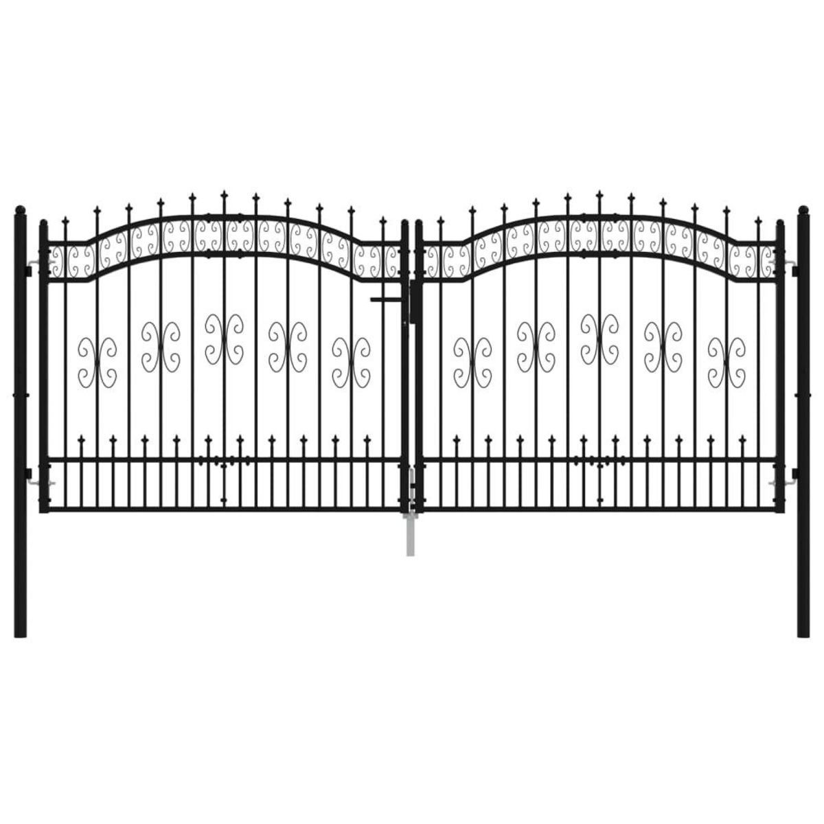 VIDAXL Portail et sommet de lance Noir 305x173 cm Acier enduit poudre