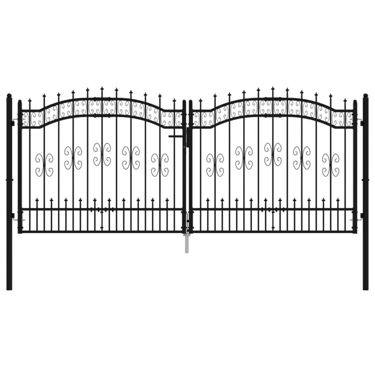 VIDAXL Portail et sommet de lance Noir 305x173 cm Acier enduit poudre