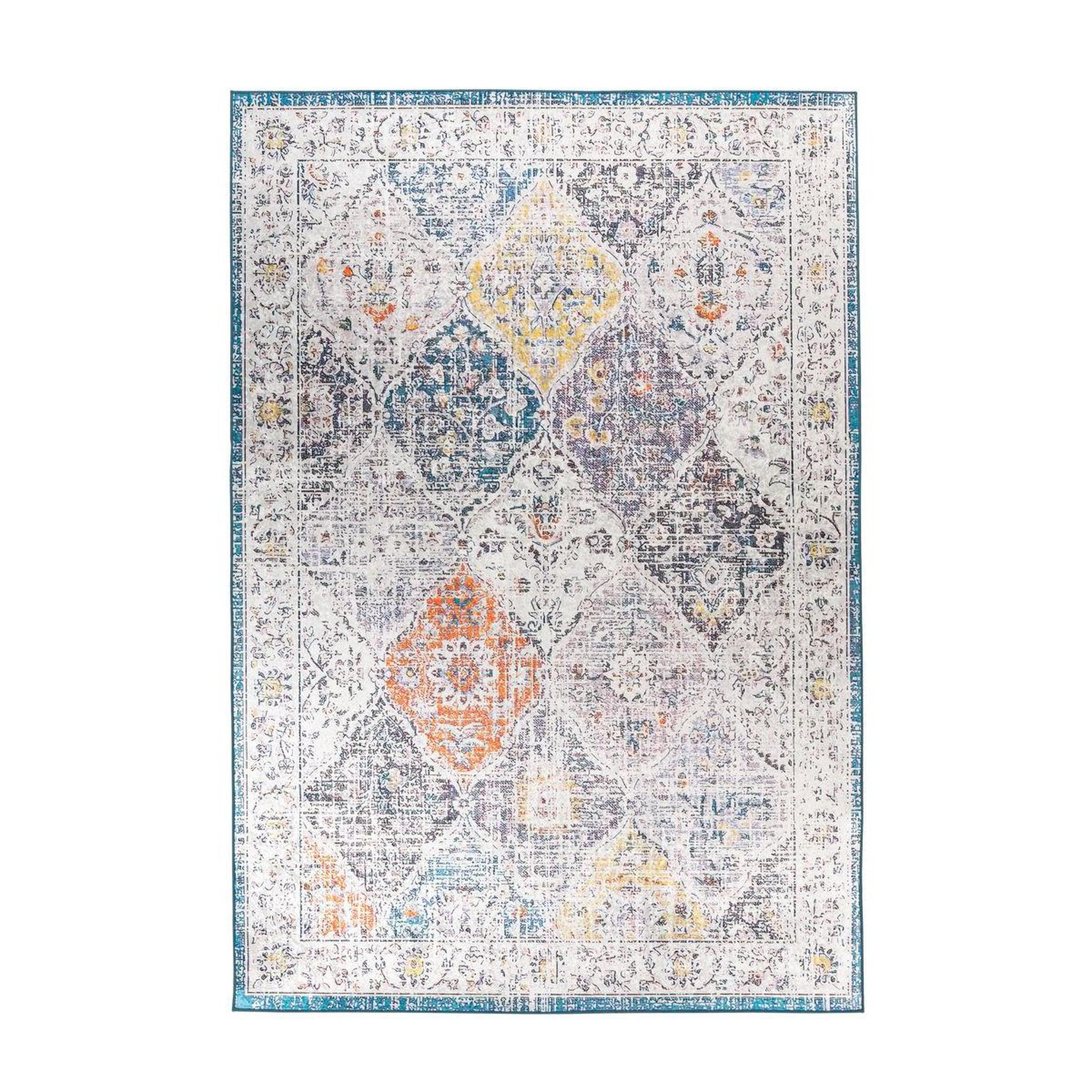 Voir la diapositive 1 : Paris Prix Tapis Vintage à Motifs  Rhodin  Multicolore