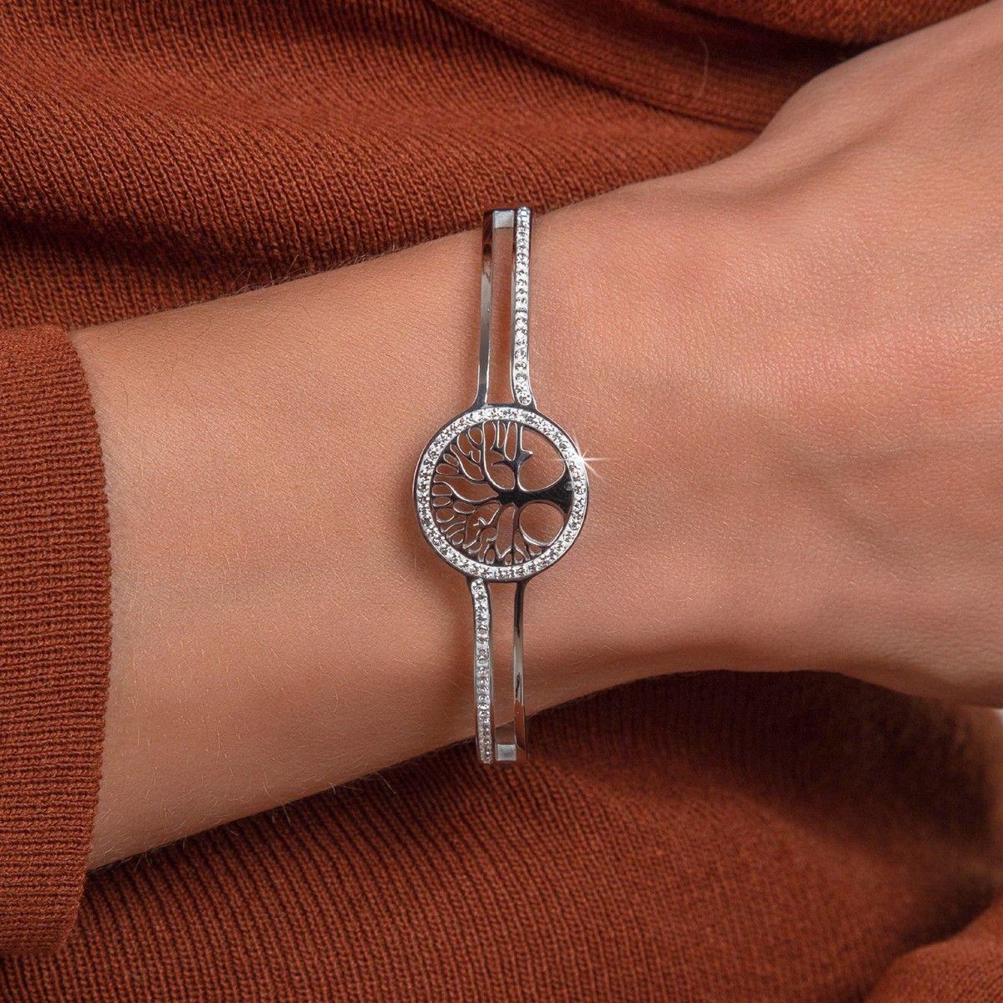 Voir la diapositive 2 : SC CRYSTAL Bracelet arbre de vie en acier inoxydable par SC Crystal