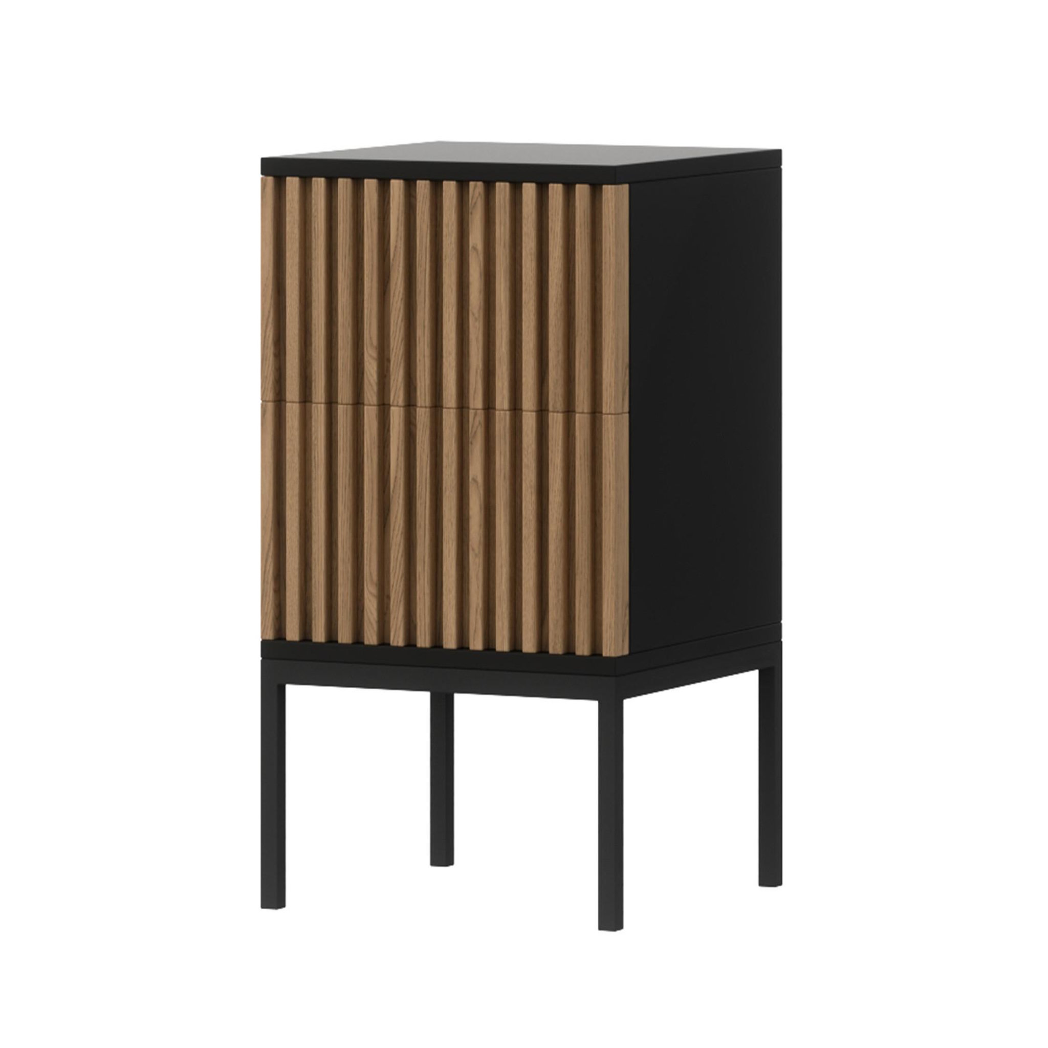 Voir la diapositive 1 : BEST MOBILIER Savanna - table de chevet - effet bois et noir - 40 cm