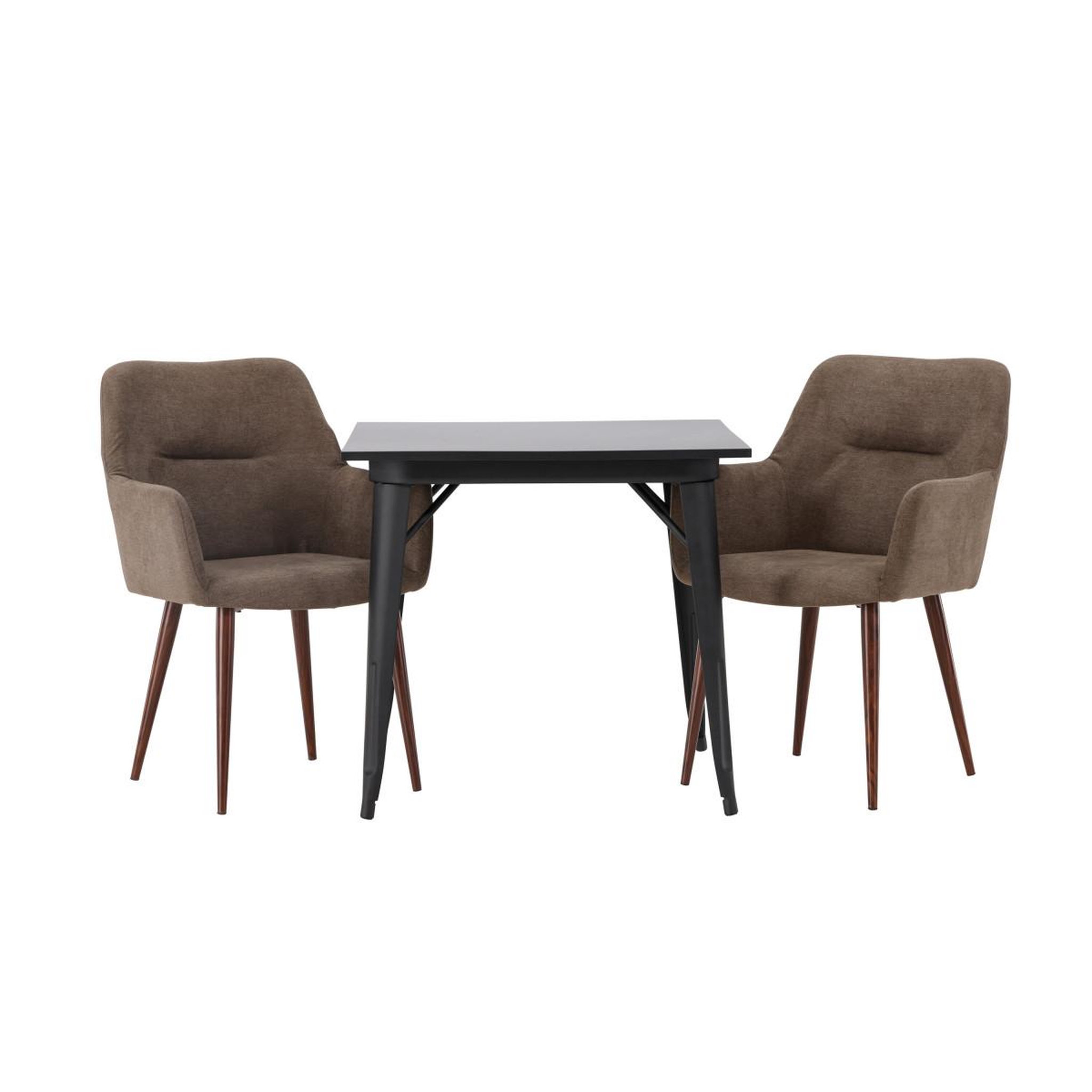 Voir la diapositive 2 : Paris Prix Ensemble table à manger & 2 chaises  tempe & tomorrow  80cm marron & noir