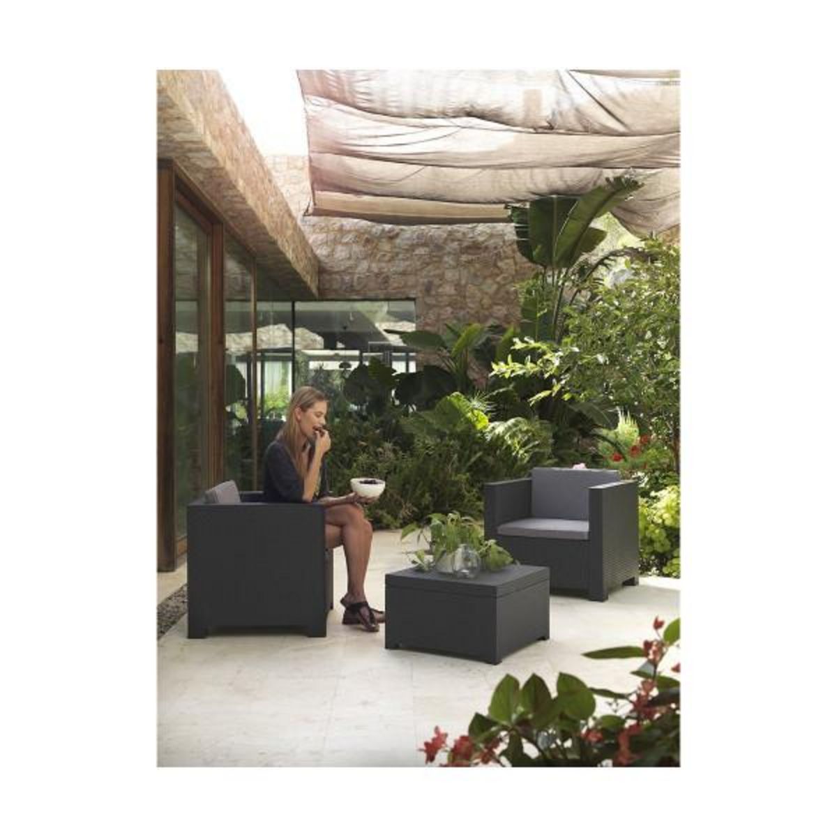 MARKET24 Ensemble Table avec 2 Sièges SP Berner Diva tete grafit