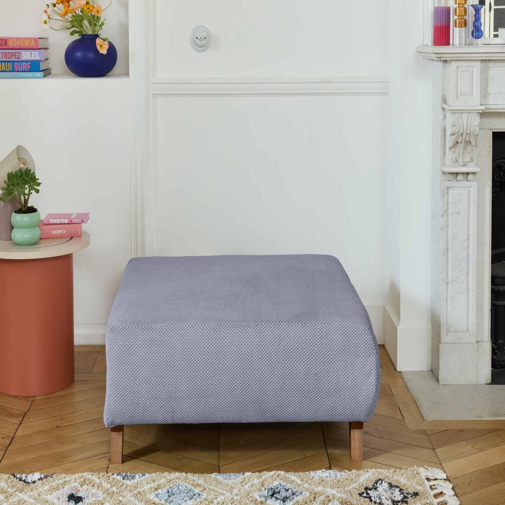 Voir la diapositive 2 : BEST MOBILIER Cristal - pouf modulable - 95 cm - en velours texturé