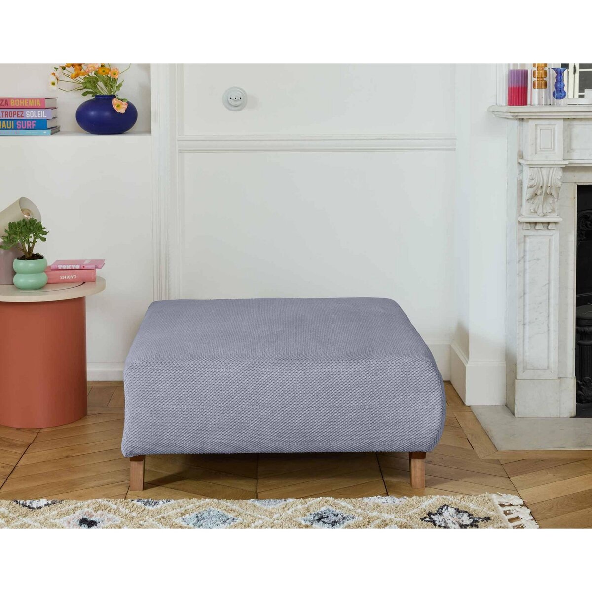 BEST MOBILIER Cristal - pouf modulable - 95 cm - en velours texturé