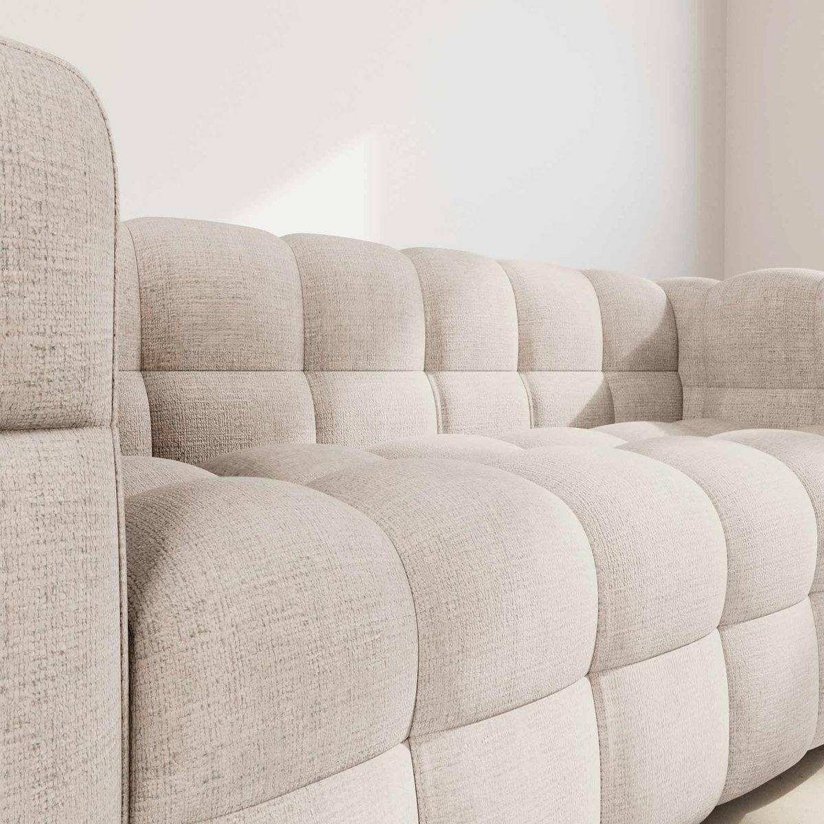 BEST MOBILIER Augustin - canapé droit 3 places en velours texturé