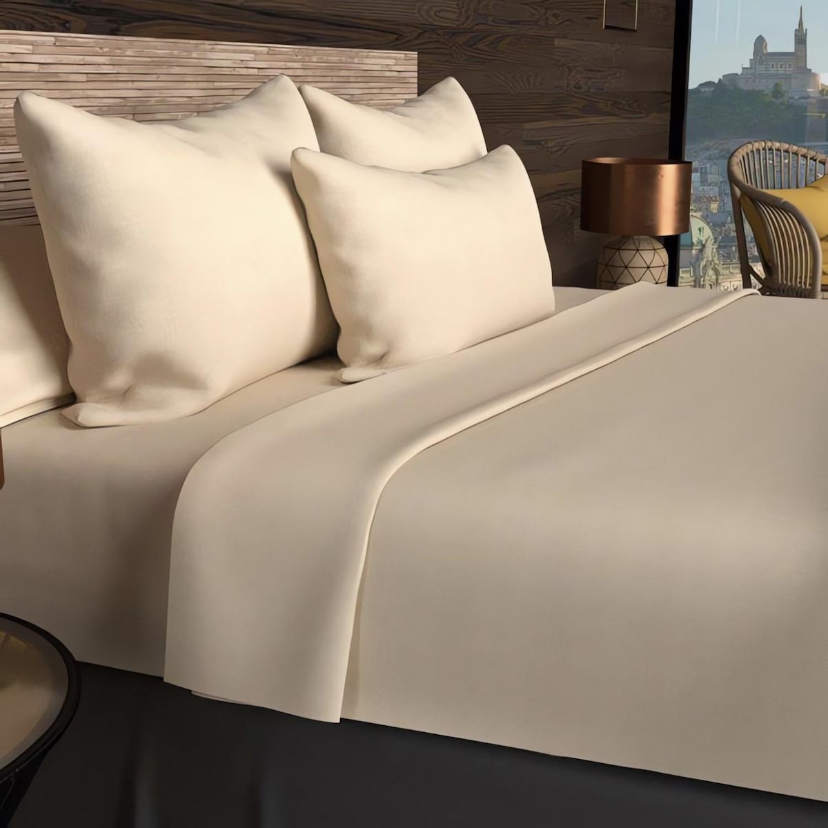 SOLEIL D'OCRE Drap housse en coton uni 57 Fils/cm2 par SOLEIL D'OCRE ecru