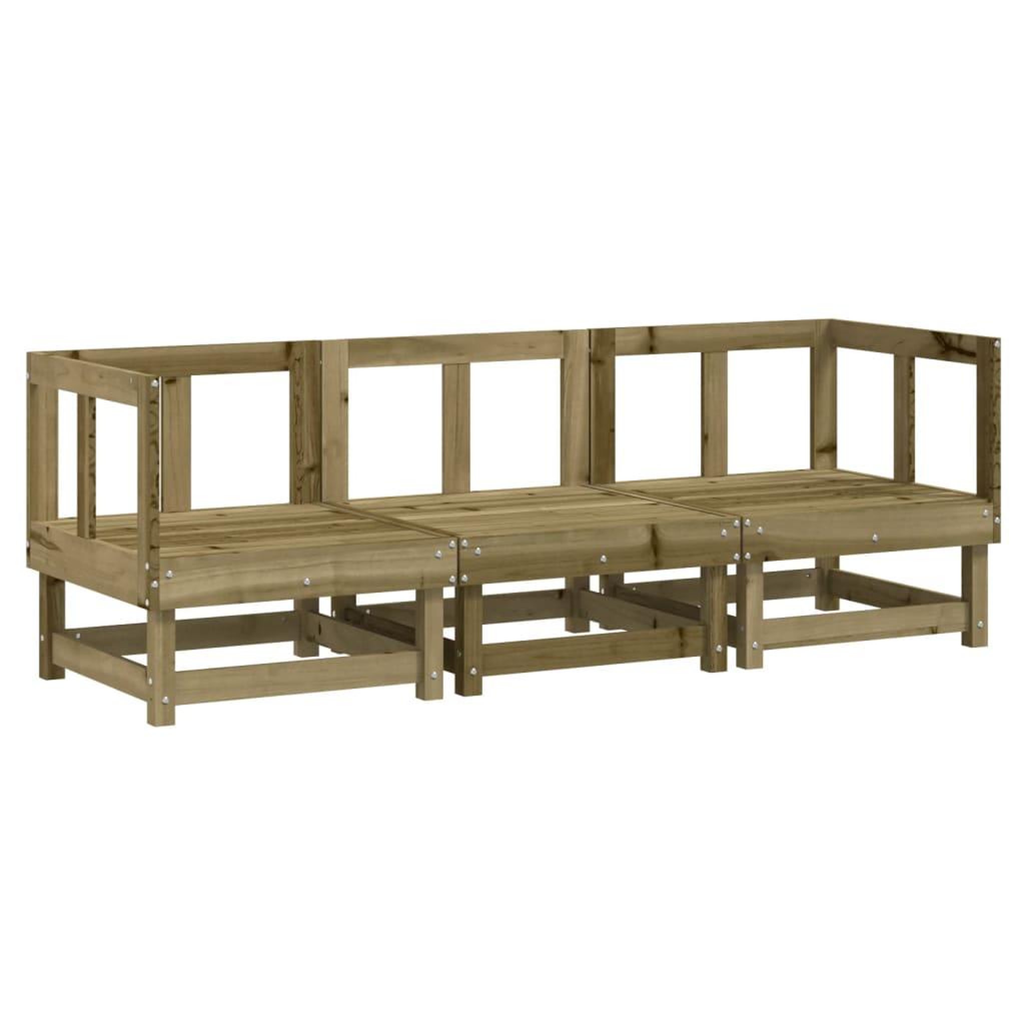 Voir la diapositive 2 : VIDAXL Salon de jardin 3 pcs bois de pin impregne