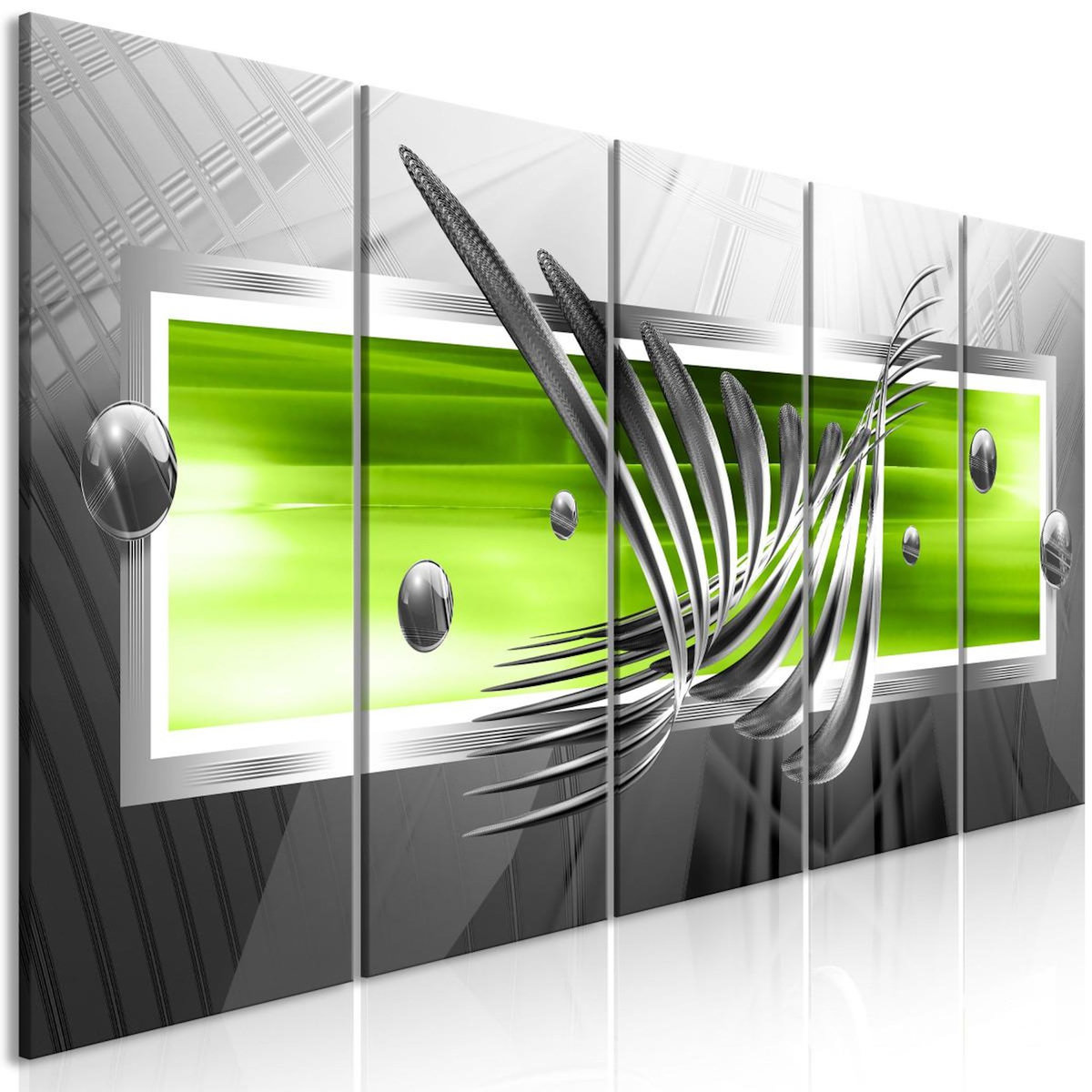 Paris Prix Tableau 5 Panneaux  Silver Wings Narrow Green