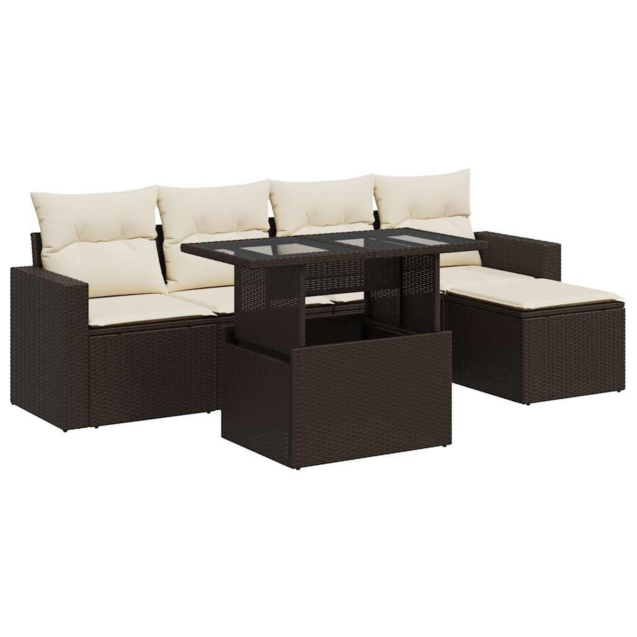 Voir la diapositive 2 : VIDAXL Salon de jardin avec coussins 6 pcs marron resine tressee