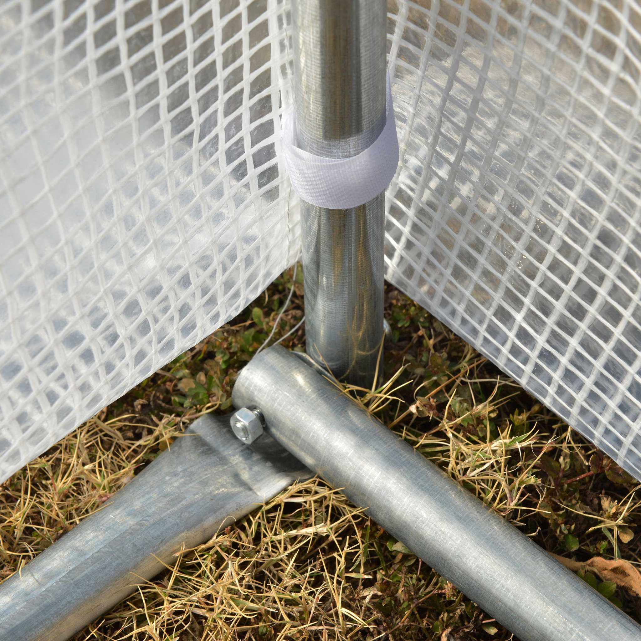 Voir la diapositive 5 : OUTSUNNY Serre de jardin 12 m² porte parois latérales zippées enroulables 8 fenêtres acier pe haute densité blanc