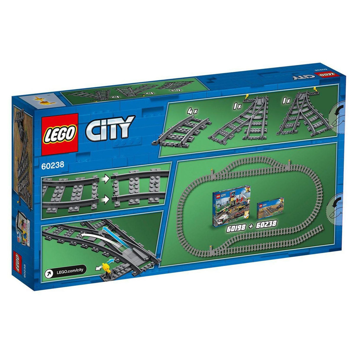 LEGO City 60238 - Les aiguillages, Ensemble d'Accessoires d'Extension City Train