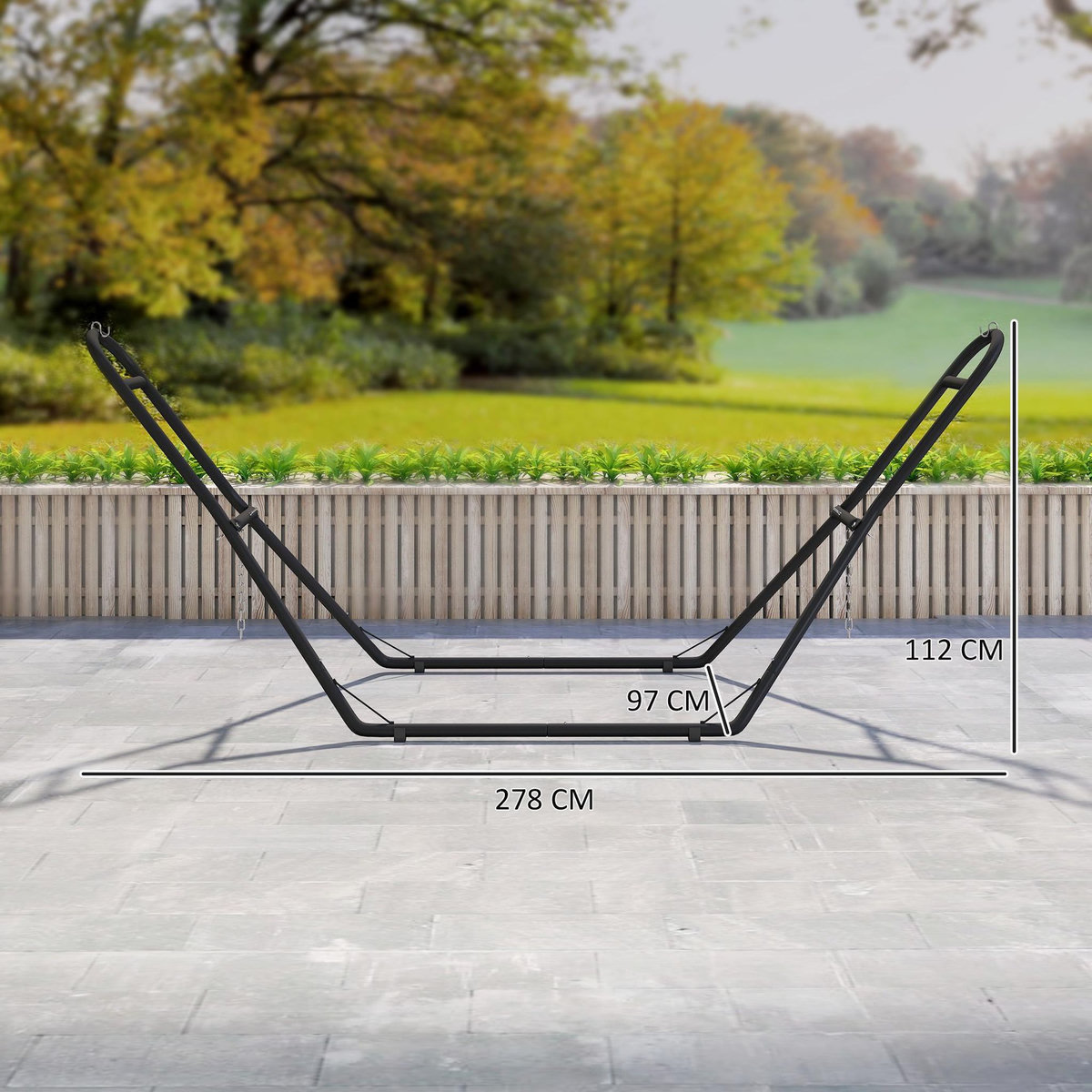 OUTSUNNY Support de hamac réglable pour 2-3 personnes acier noir