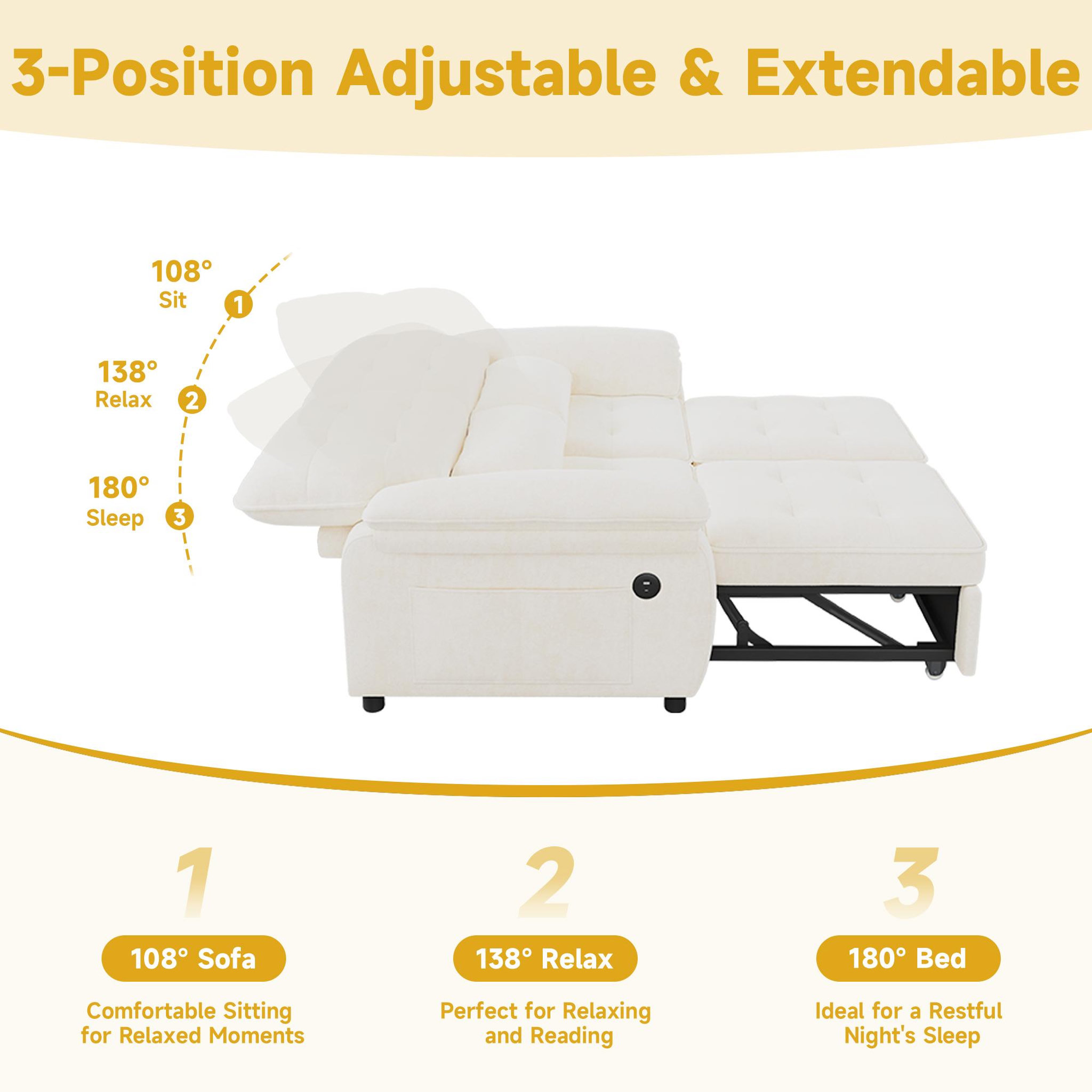 Voir la diapositive 5 : MERAX Canapé droit convertible 2 places tissu