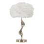 Voir la diapositive 1 : Paris Prix Lampe à Poser Imitation Plume  Slim  63cm Or & Blanc