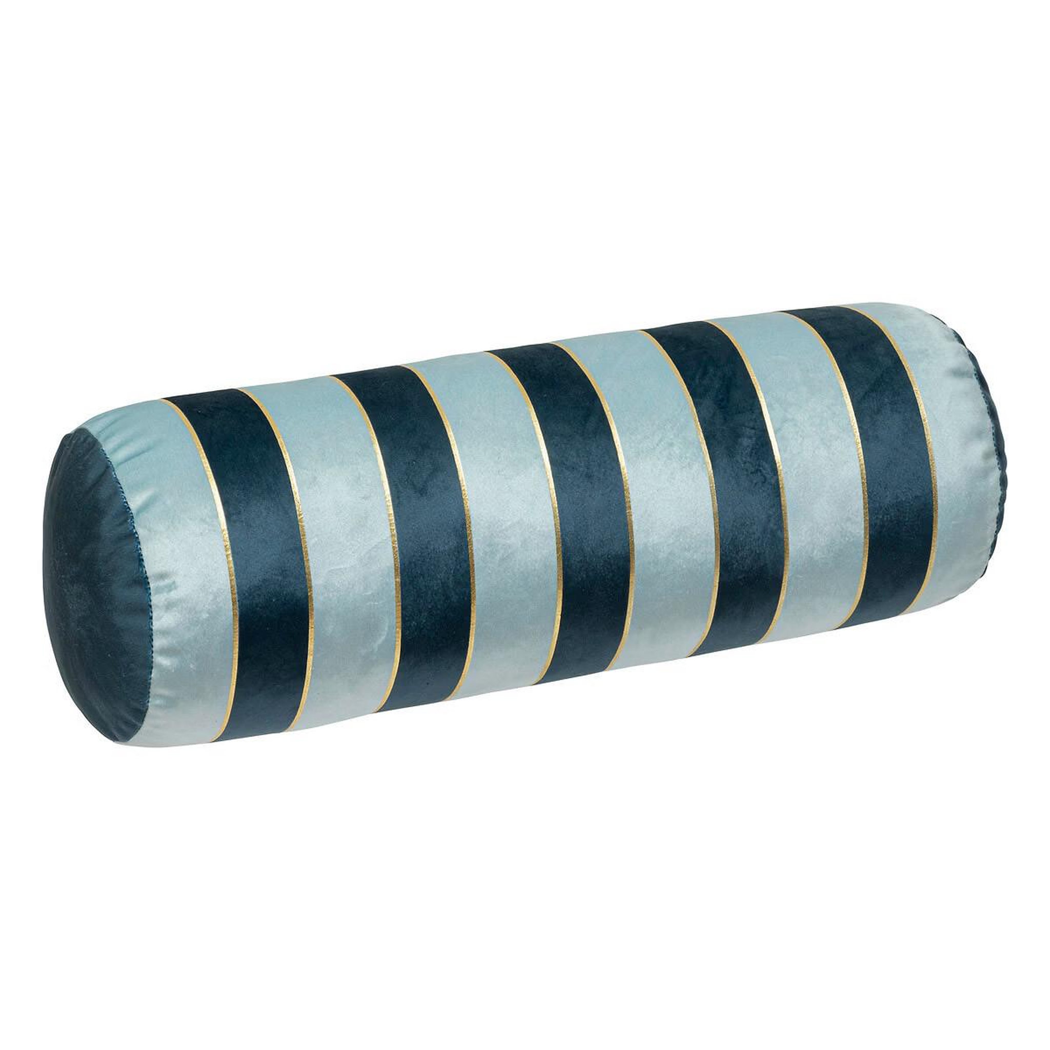 Voir la diapositive 1 : ATMOSPHERA Coussin déco rayé en velours  nelya  14x40cm bleu