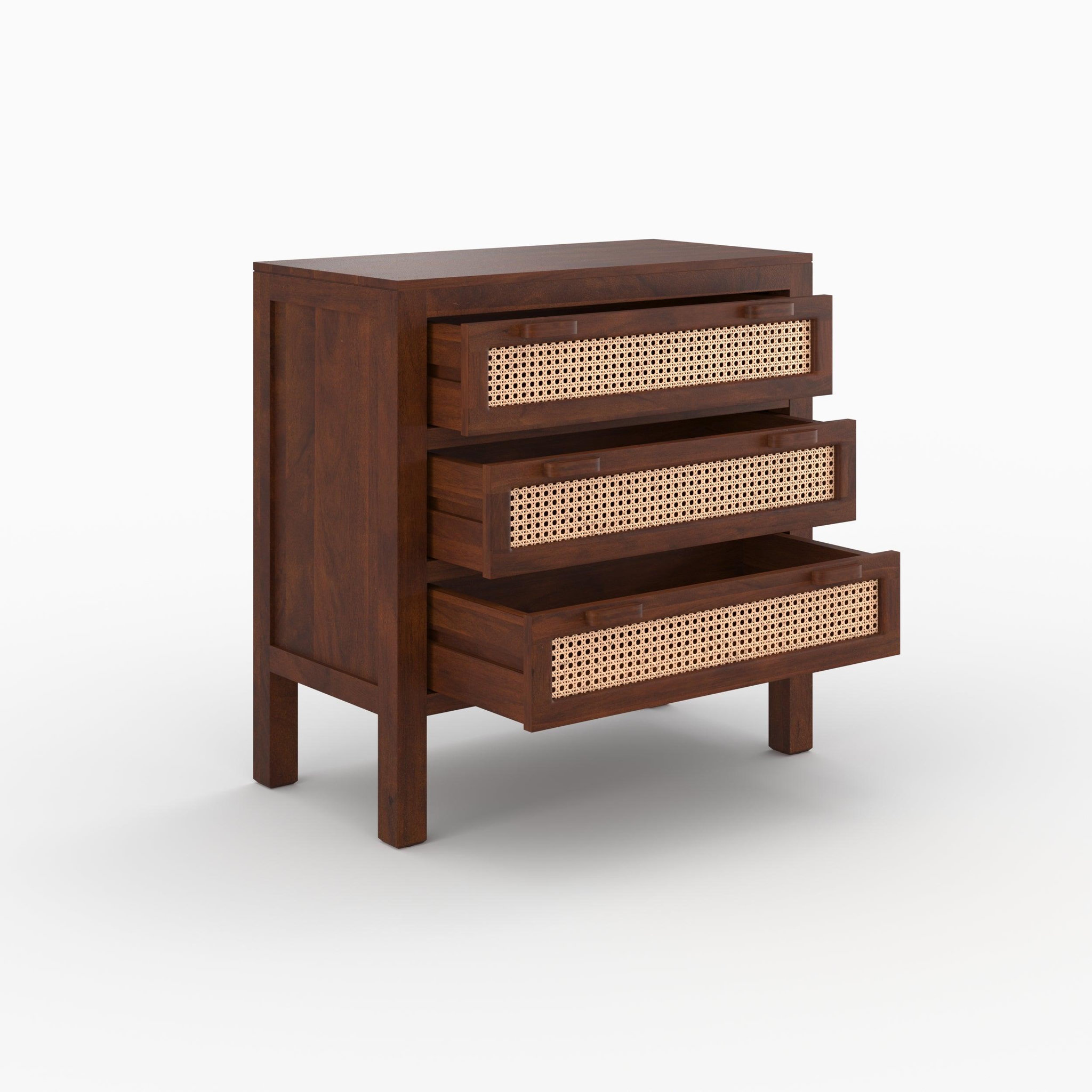 Voir la diapositive 6 : MAISON PAVANE Commode en bois de manguier et cannage-tiki