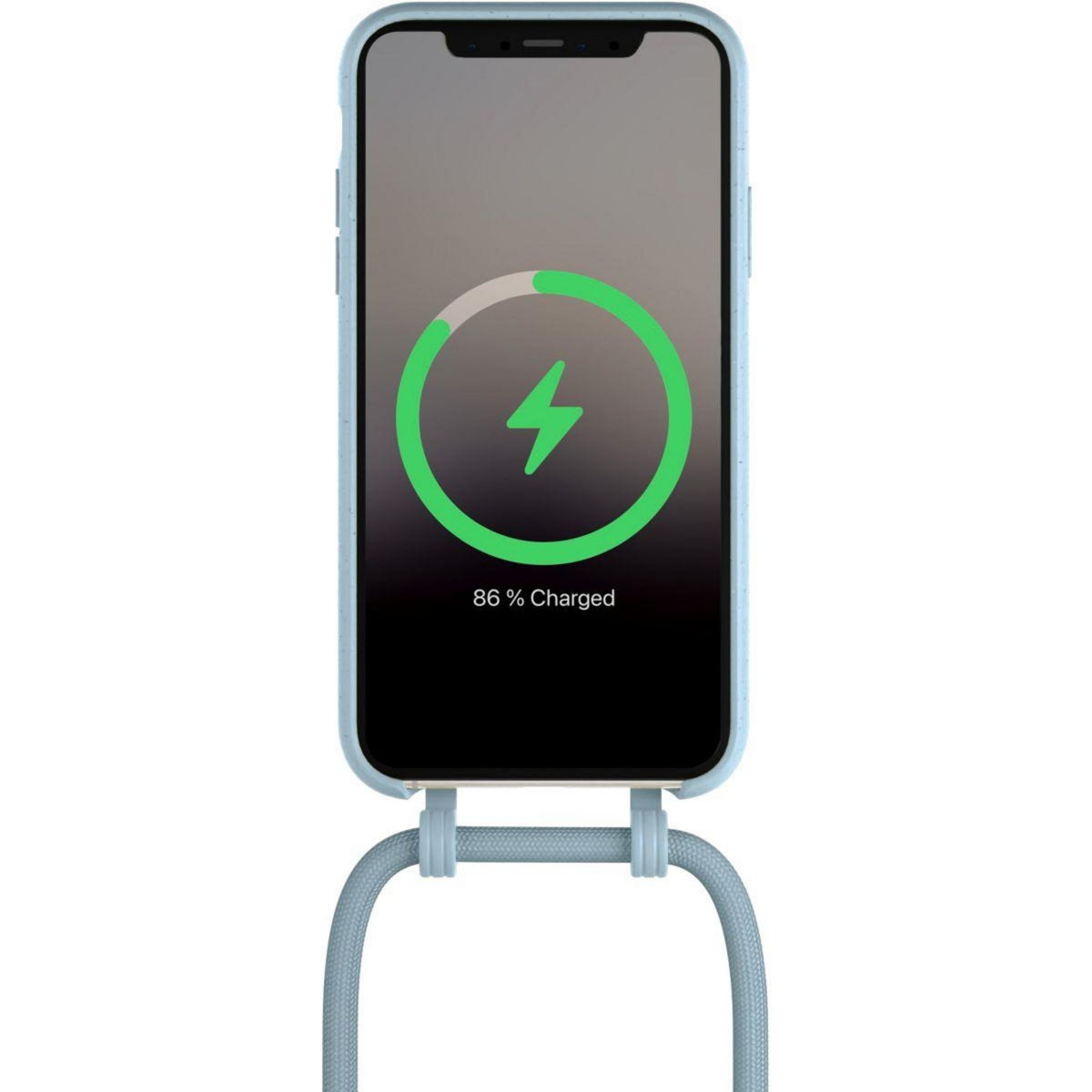 WOODCESSORIES Etui avec cordon iPhone 13 Tour de cou bleu