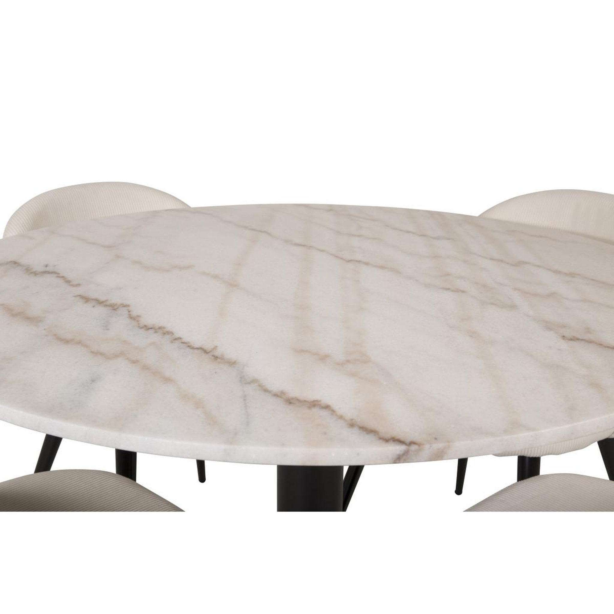 Voir la diapositive 2 : Paris Prix Ensemble table à manger & 4 chaises  estelle & velvet  106cm blanc & crème
