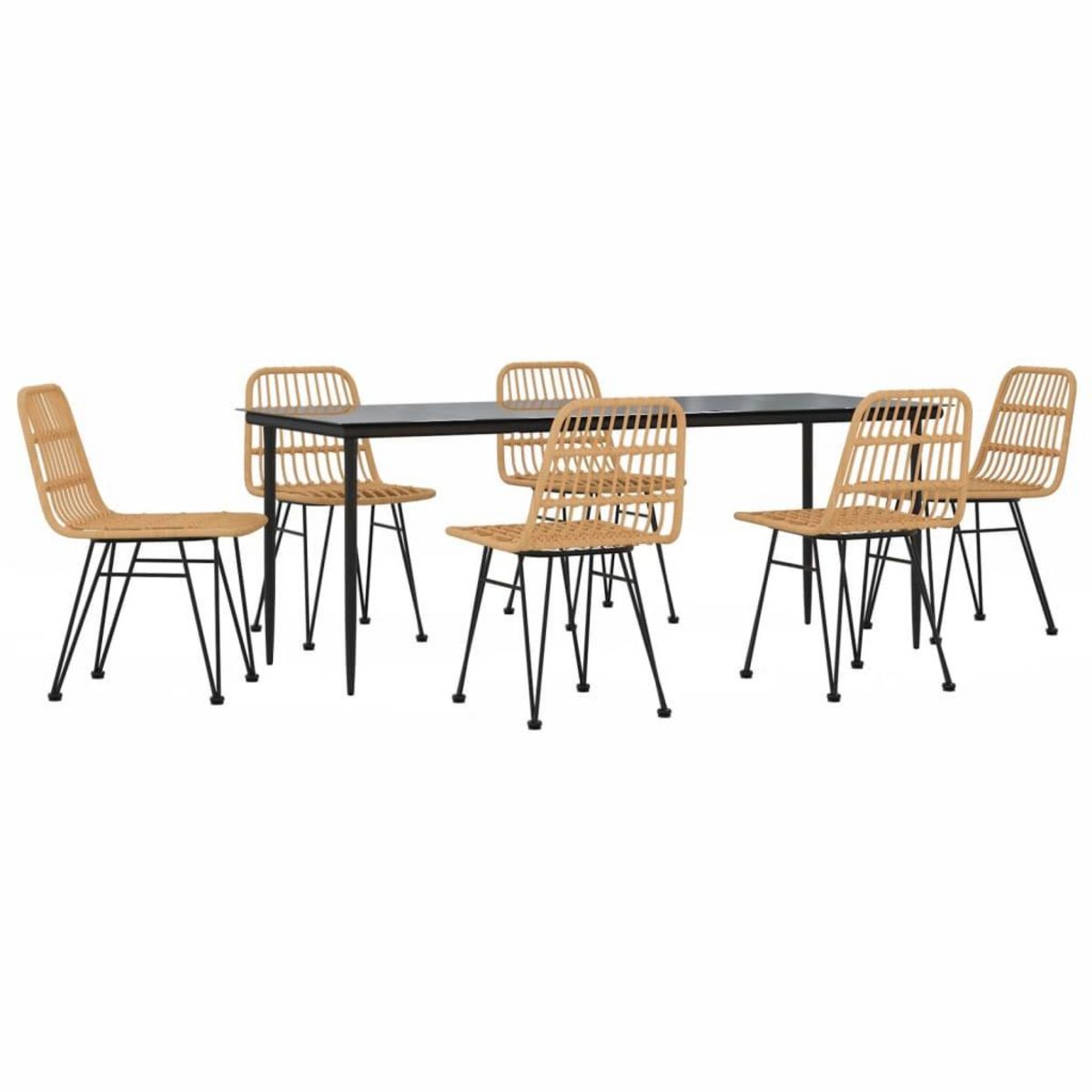 VIDAXL Ensemble a manger de jardin 7 pcs Resine tressee