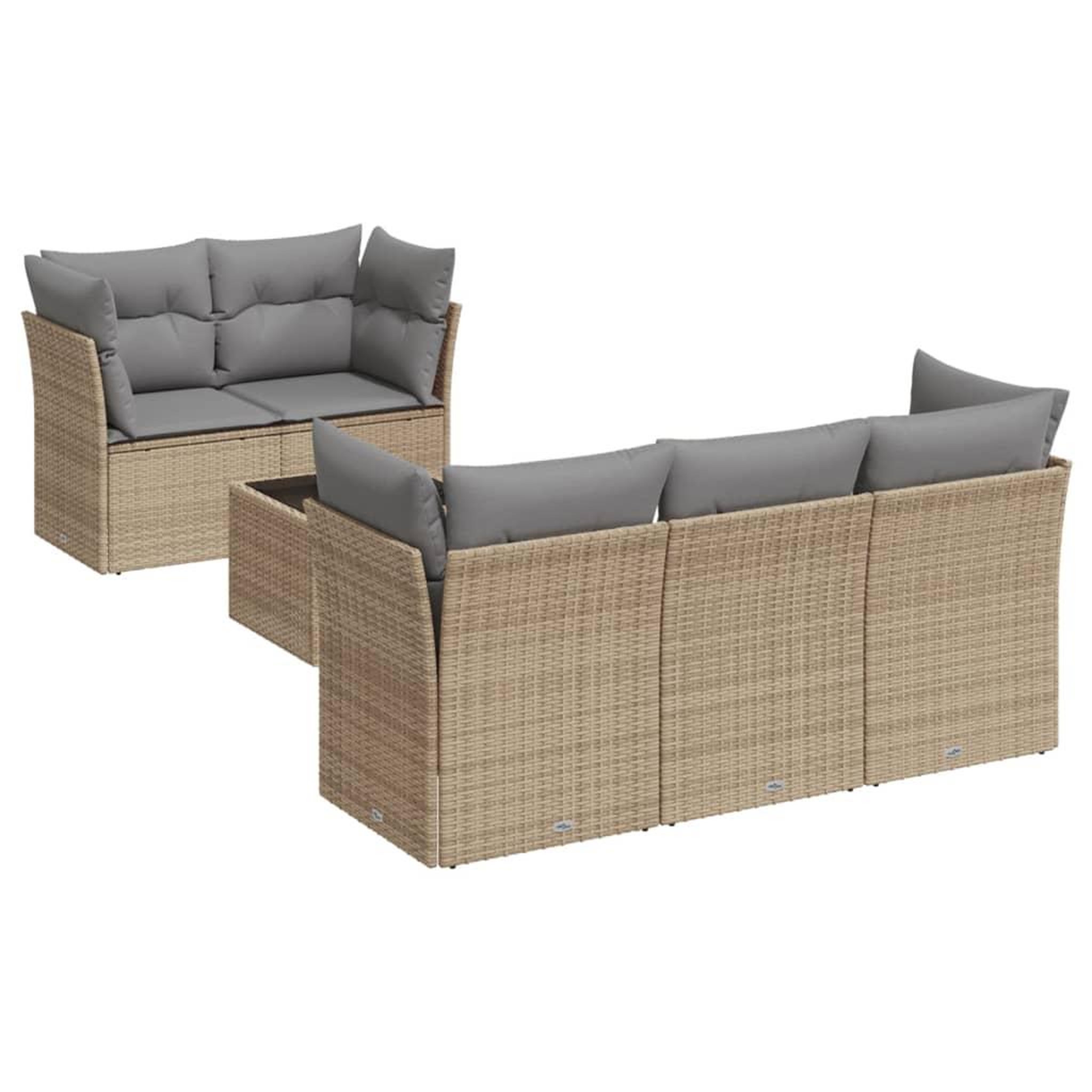 Voir la diapositive 2 : VIDAXL Salon de jardin avec coussins 6 pcs beige resine tressee
