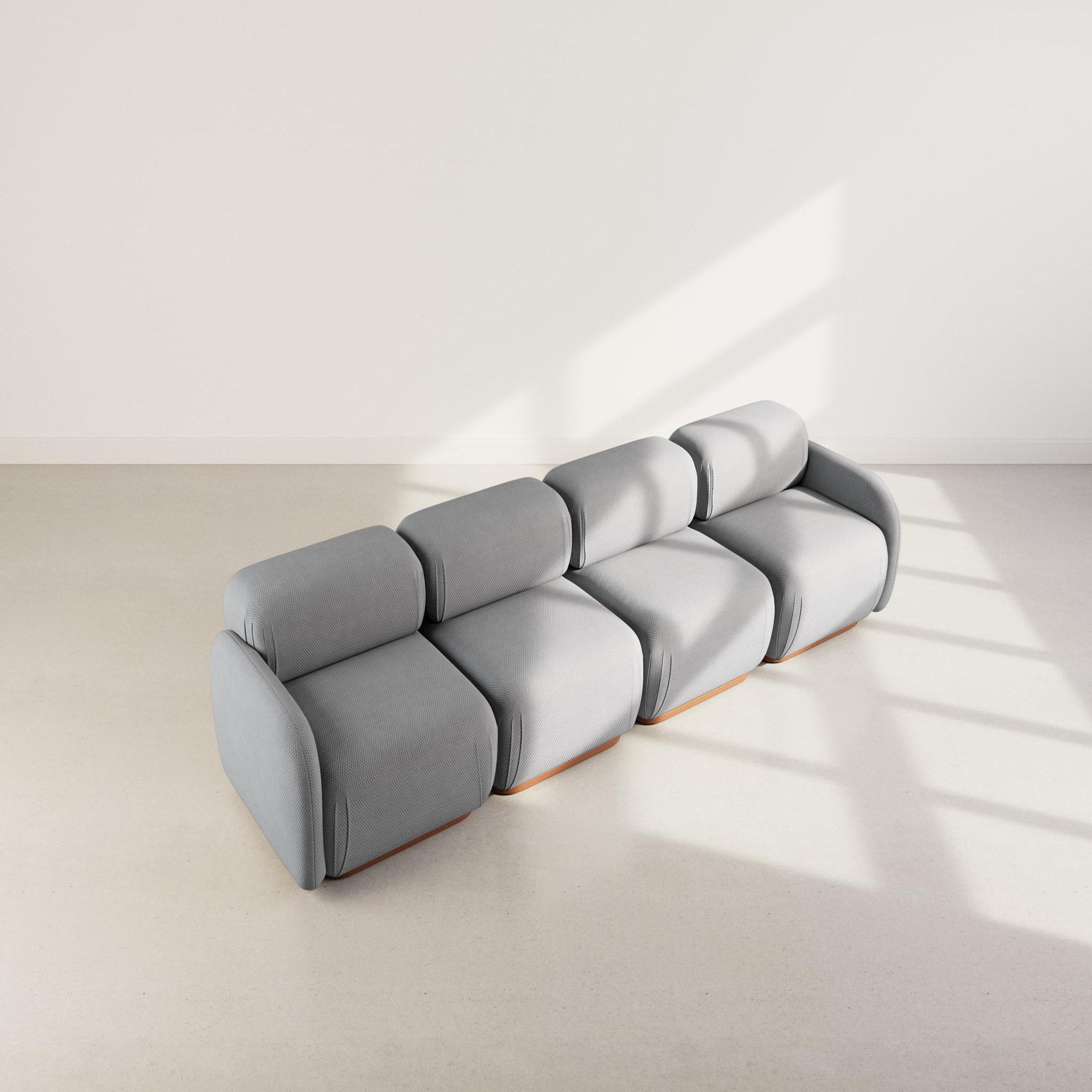 Voir la diapositive 3 : LISA DESIGN Penelope - canapé droit modulable 4 places en velours texturé